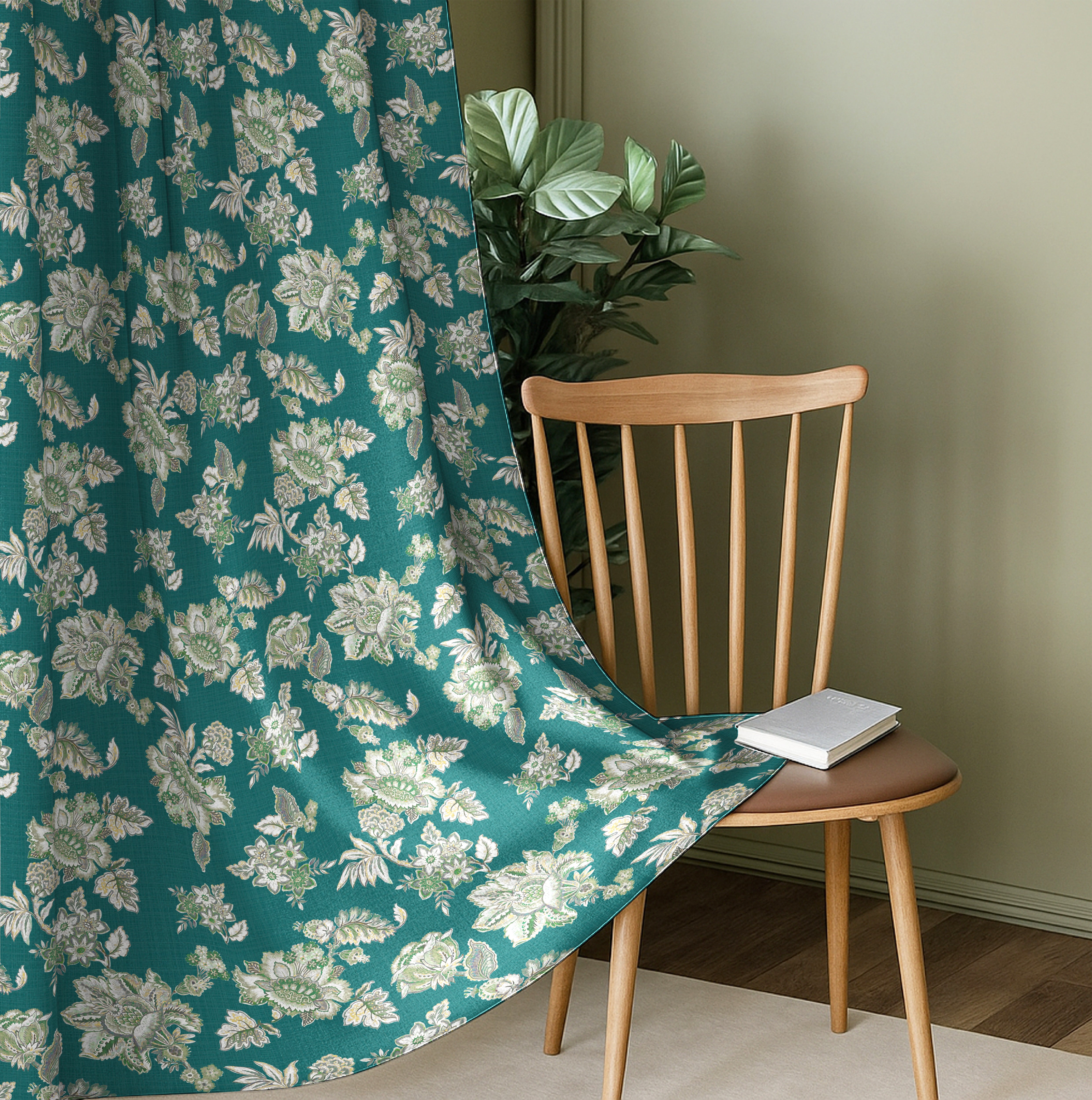 ANZIO TEAL PRINTED BLACKOUT CURTAIN