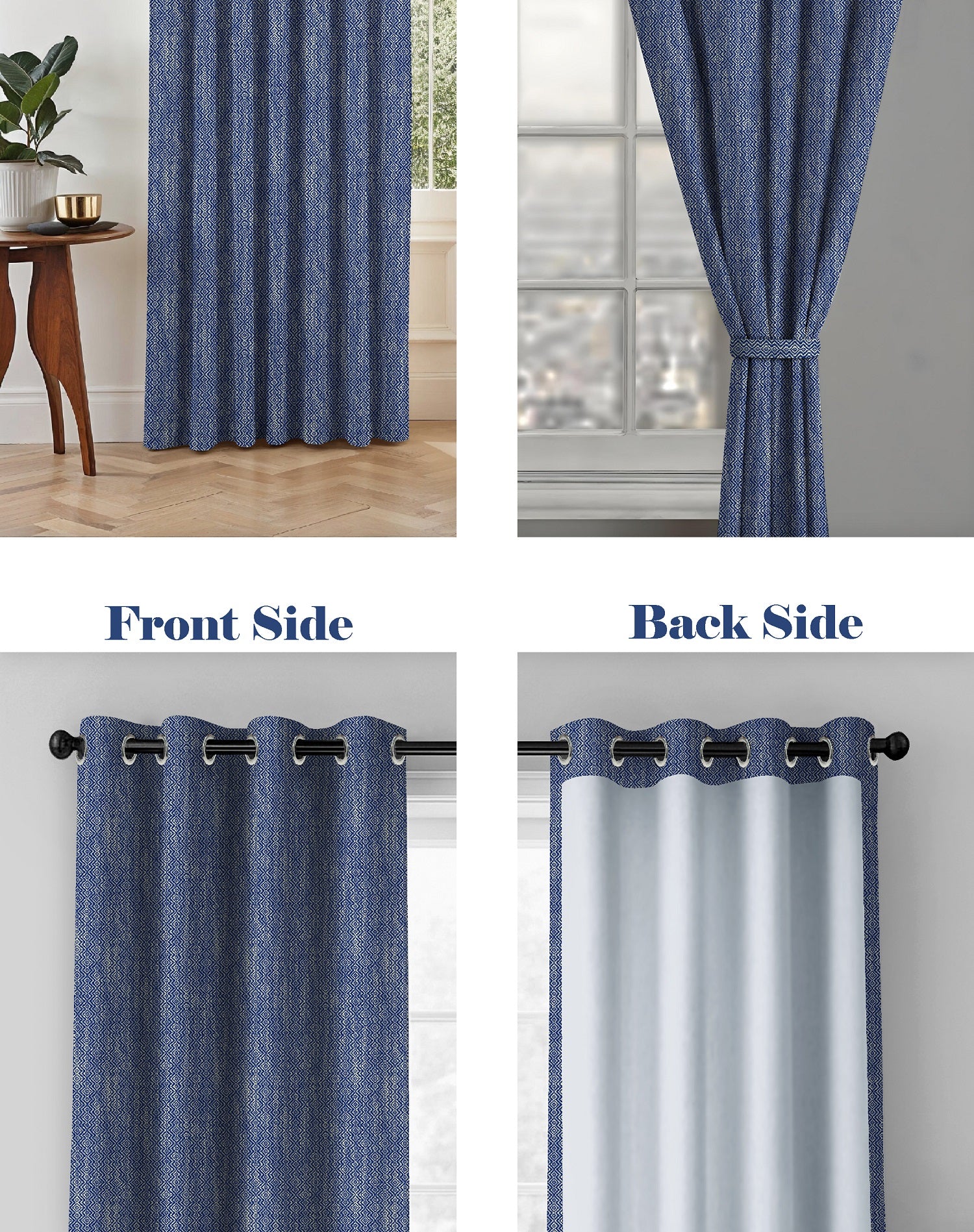 KOVO BLUE DIGITAL PRINTED DIMOUT/100% BLACKOUT CURTAINS