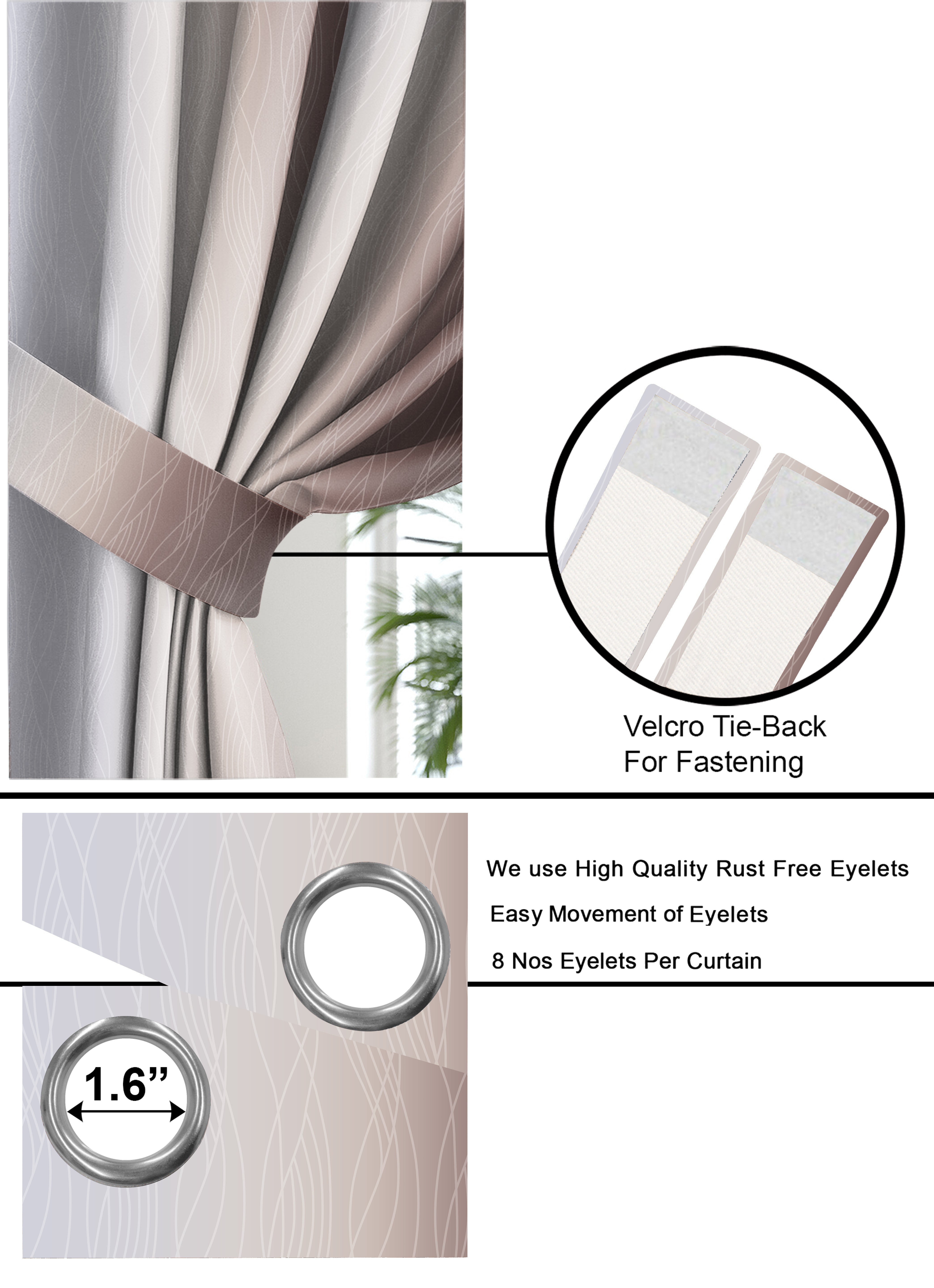 BEVERLEY COFFEE CURTAINS BLACKOUT PRINTED FOR LIVING & BEDROOMS
