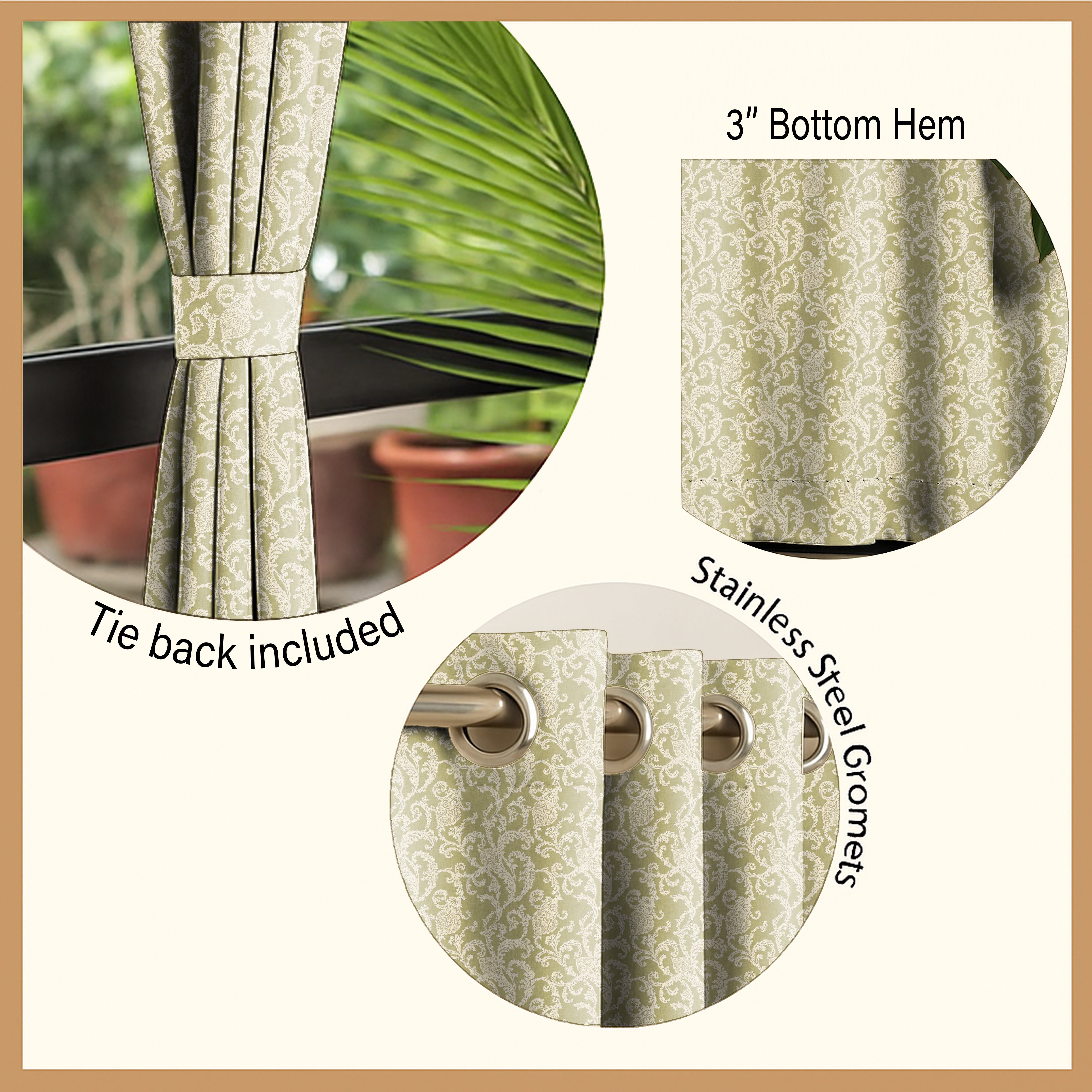 KOCHIN MATTY AVOCADO PRINTED ROOM DARKENER/100% BLACKOUT CURTAIN