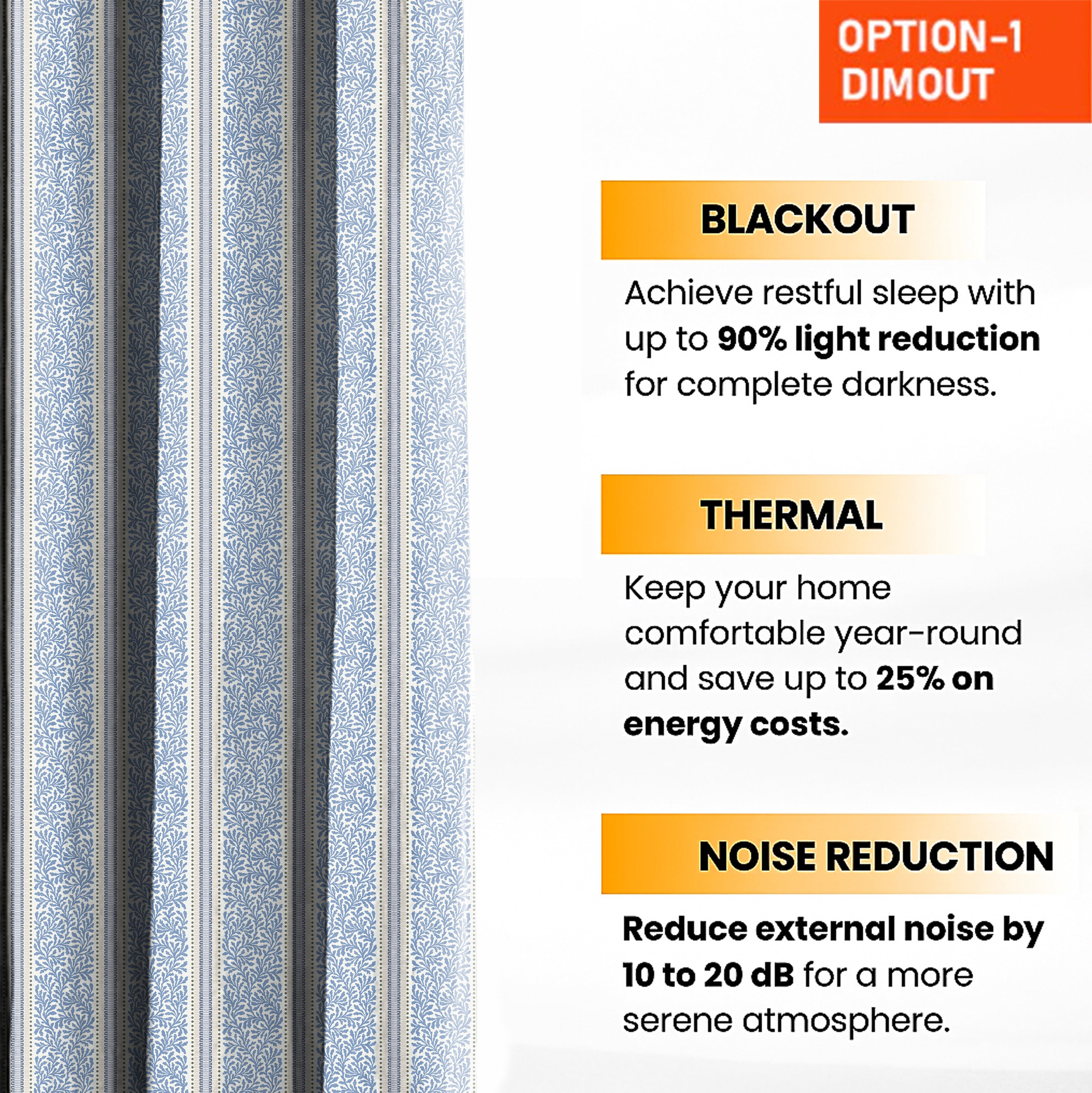 TORONTO BLUE PRINTED BLACKOUT CURTAIN