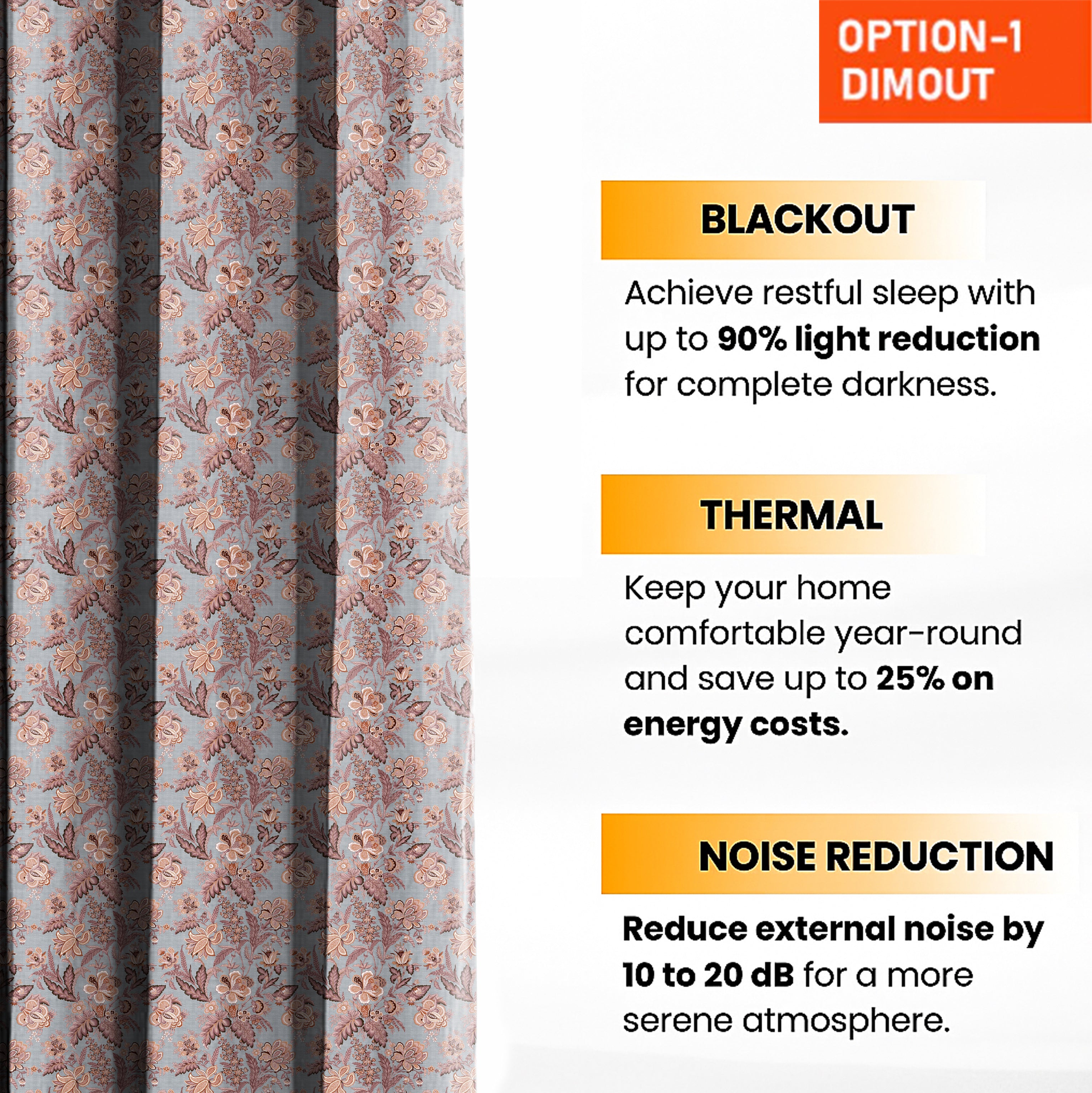 CALVIA PINK PRINTED BLACKOUT CURTAIN