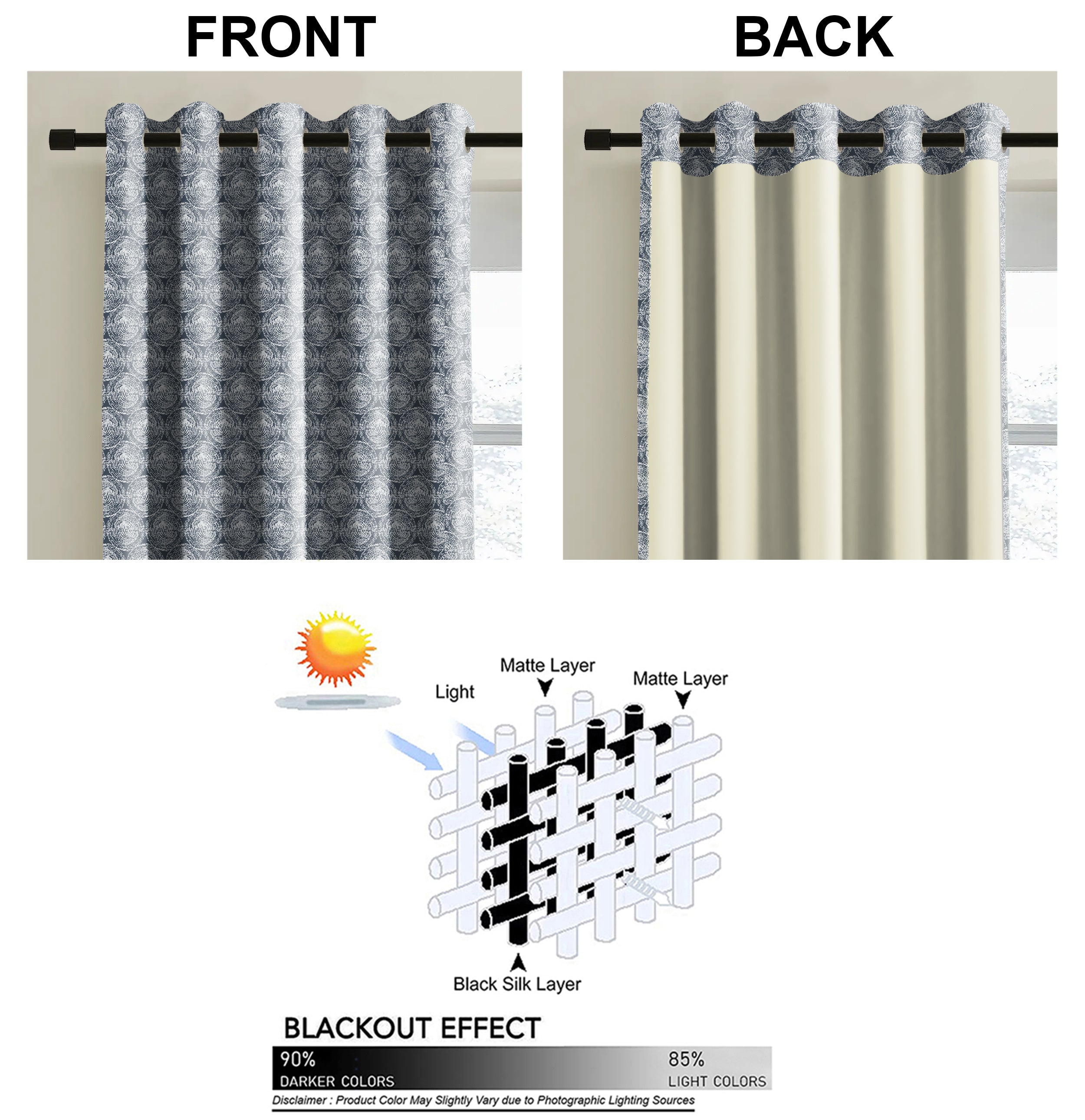 FUSION MEDIUM GRAY CURTAIN PRINTED FOR LIVING & BEDROOMS