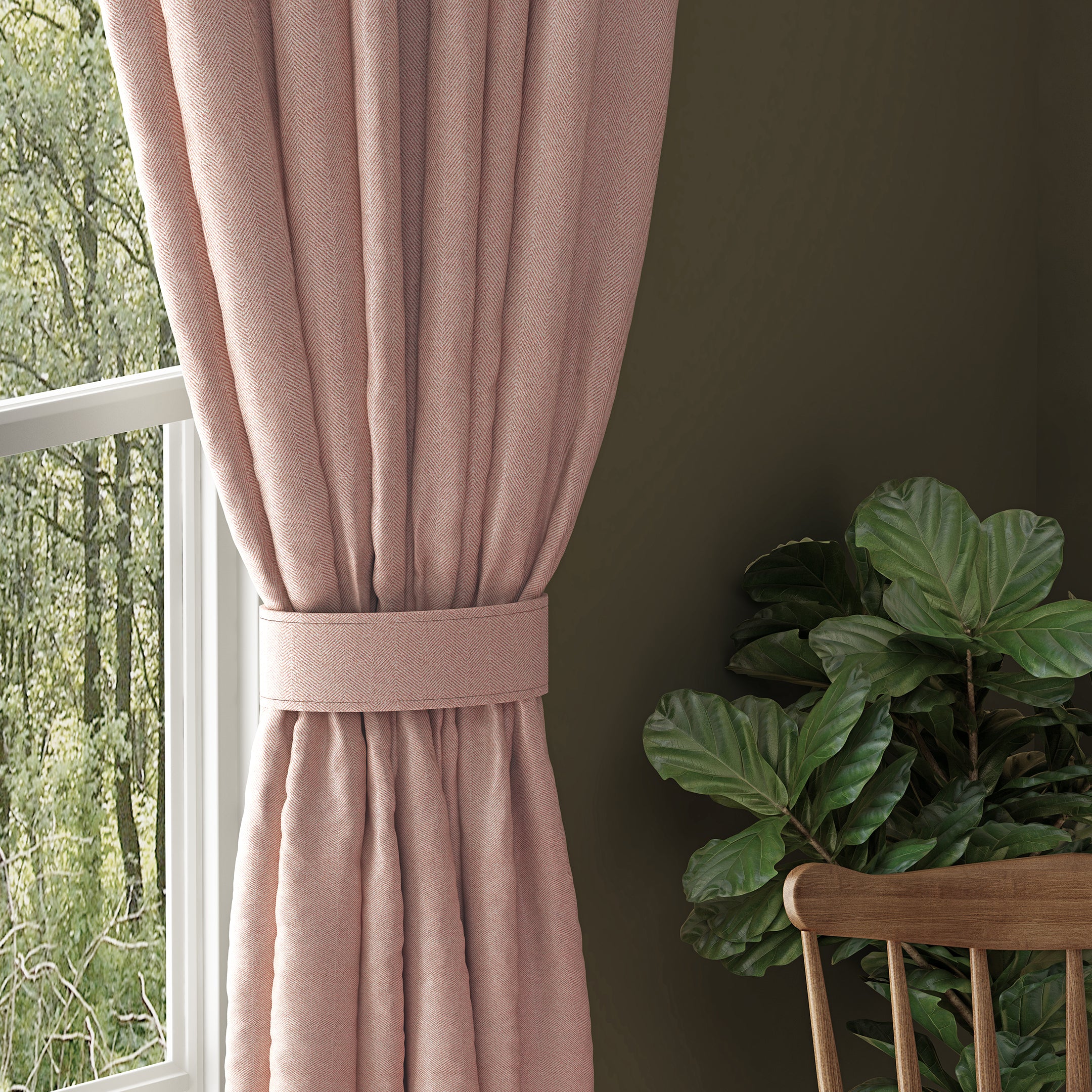 HERRINGBONE BABY PINK BLACKOUT CURTAIN