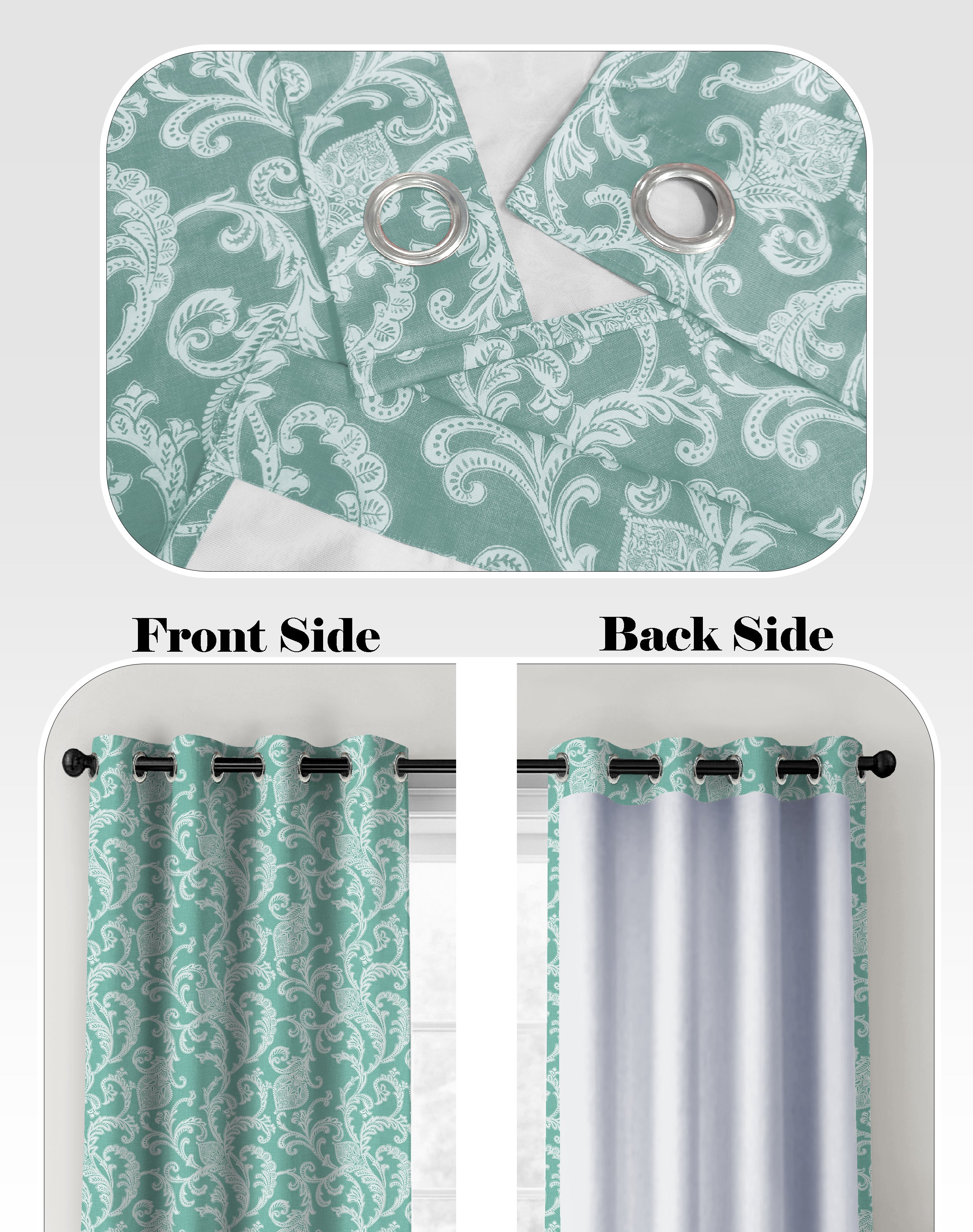 KELVIN SEA GREEN DIGITAL PRINTED BLACKOUT CURTAINS