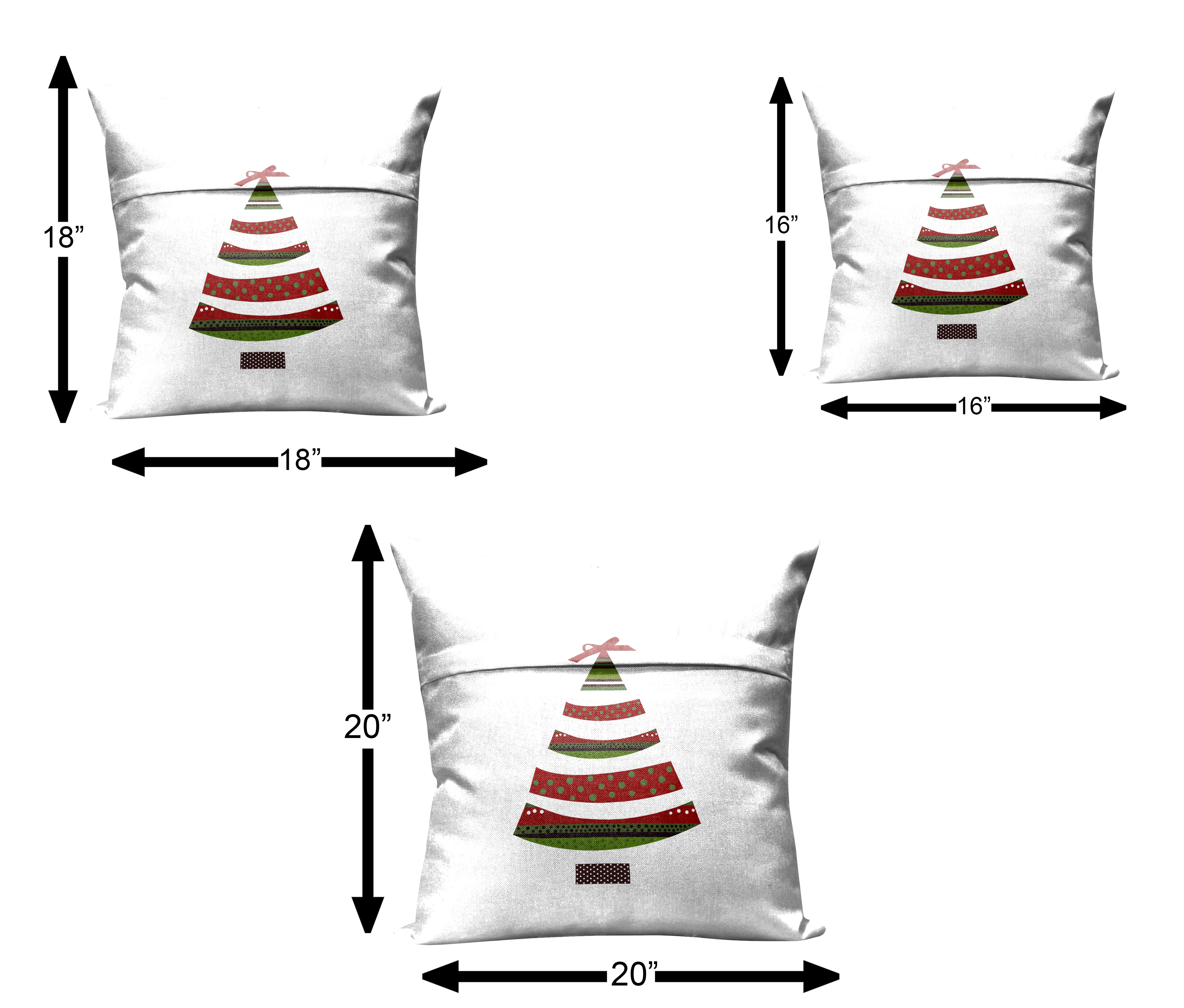 CHRISTMAS FESTIVE STRIPED TREE CUSHION COVER (Pack of 2)
