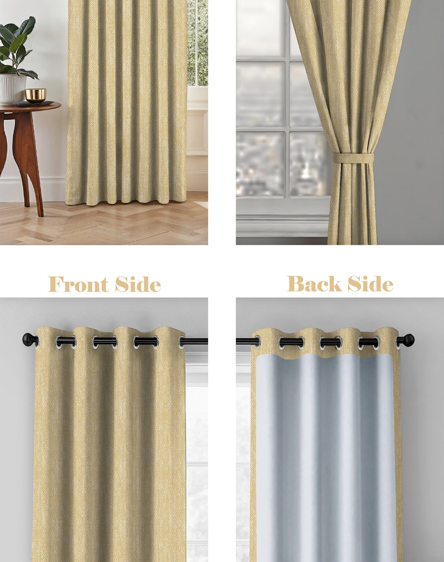 KOVO YELLOW DIGITAL PRINTED BLACKOUT CURTAINS