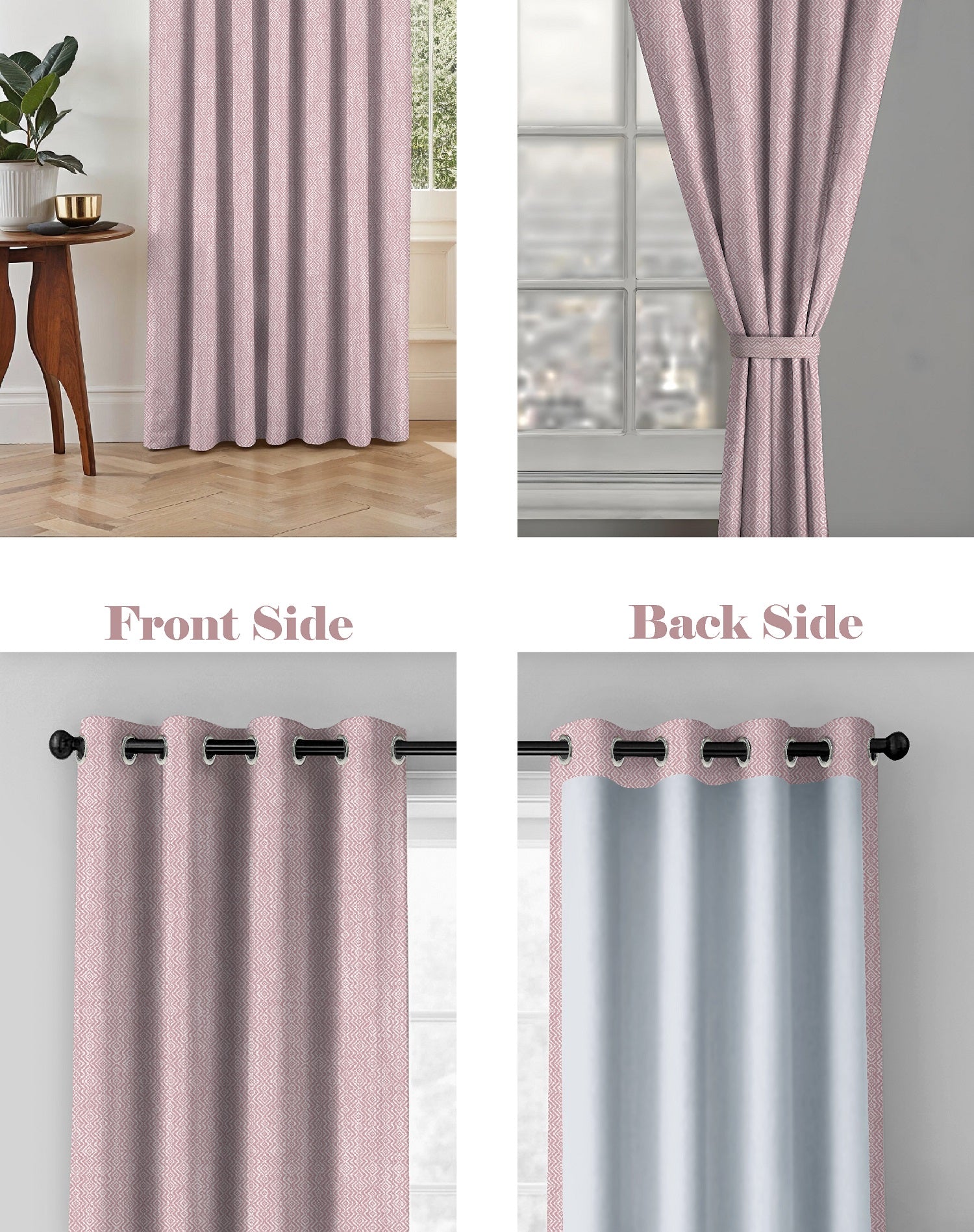 KOVO MED PINK DIGITAL PRINTED BLACKOUT CURTAINS