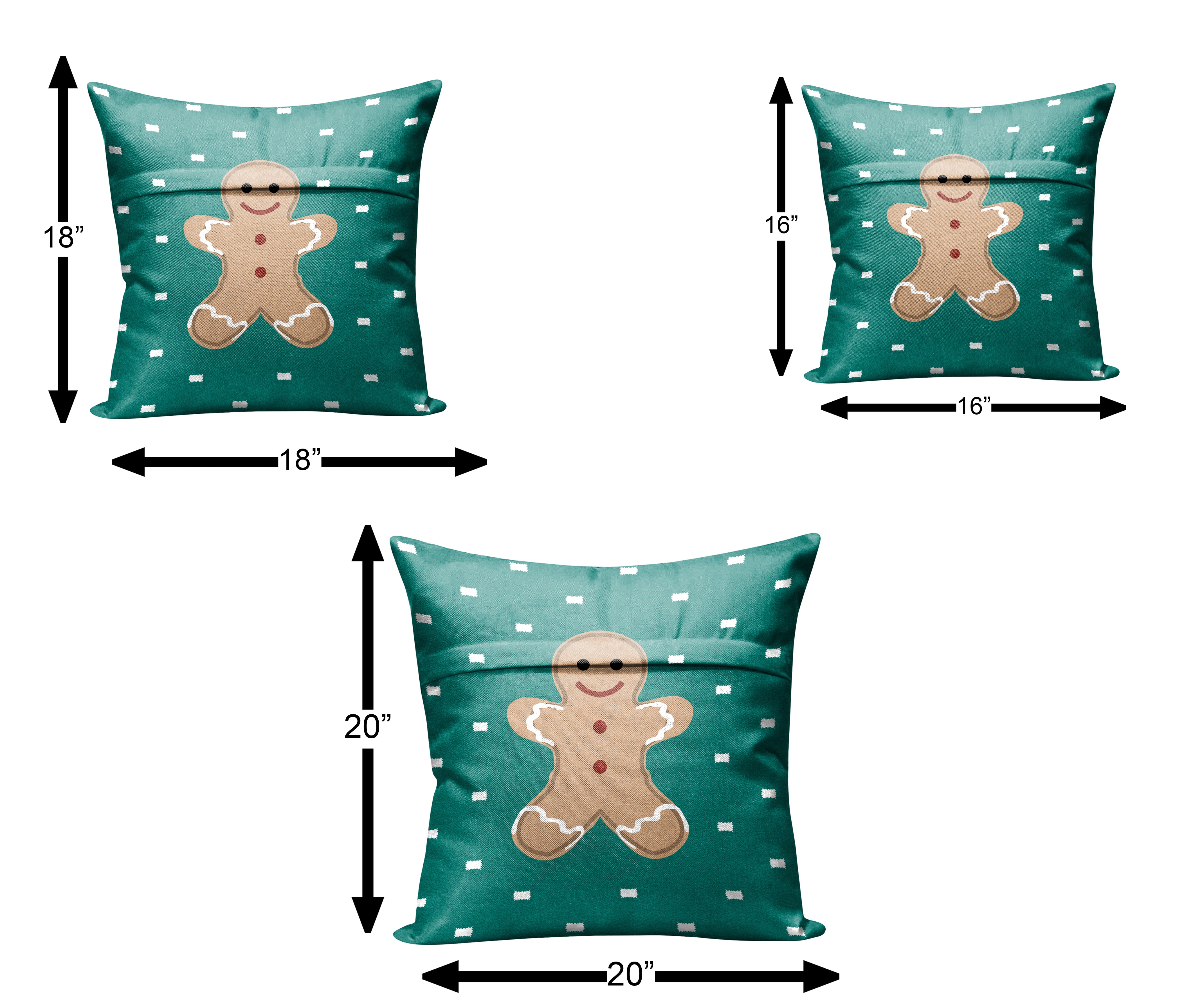 CHRISTMAS GINGERBREAD MAN CUSHION COVER (Pack of 2)