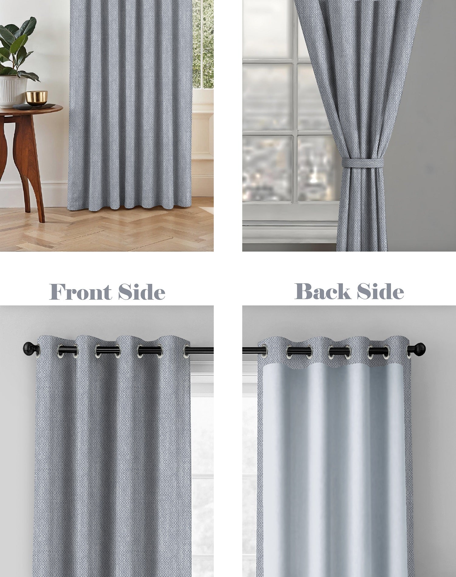 KOVO LIGHT GREY DIGITAL PRINTED BLACKOUT CURTAINS