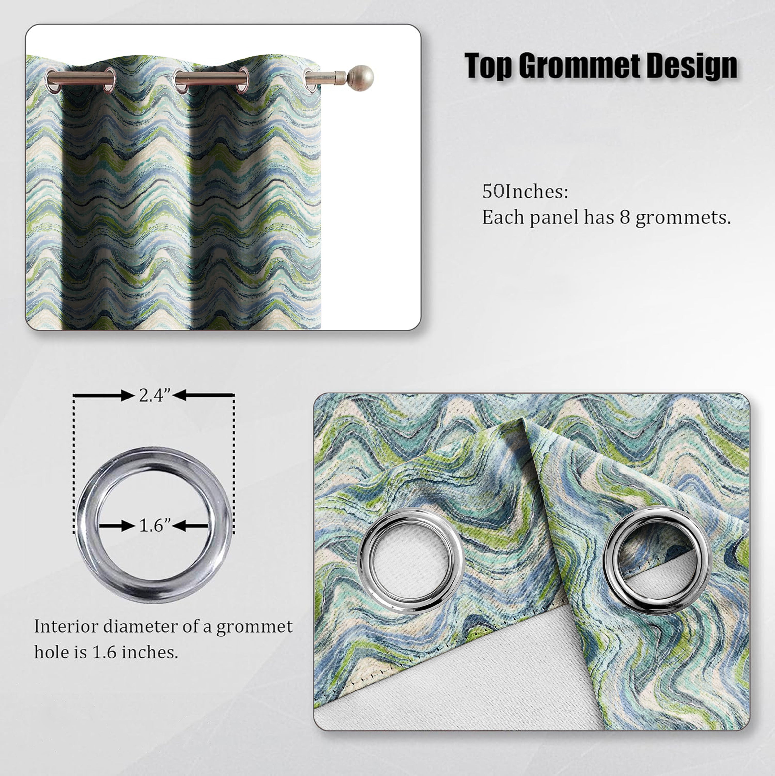 DEXTER MATTY OLIVE GREE PRINTED ROOM DARKENER CURTAIN