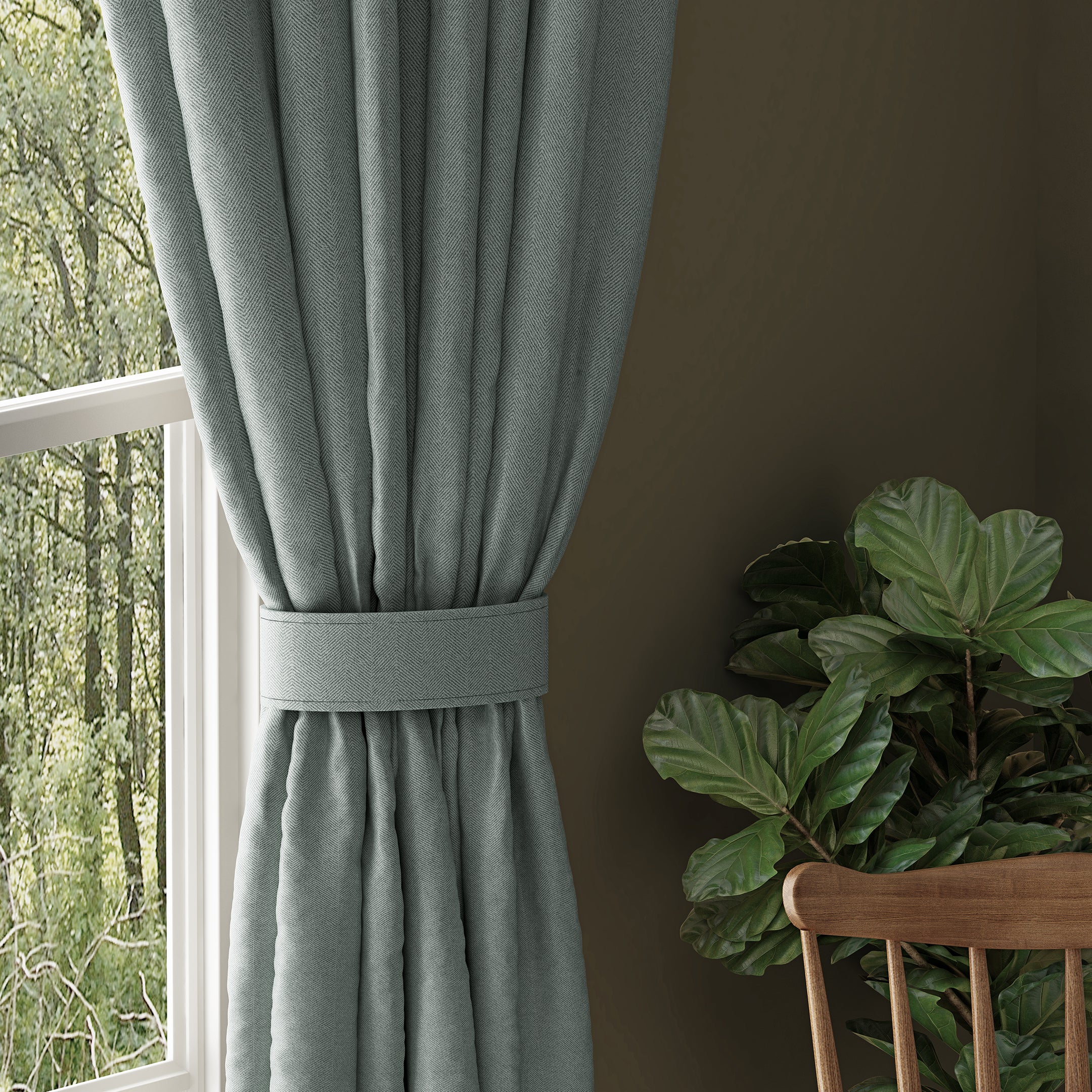 HERRINGBONE TEX GREY BLACKOUT CURTAINS