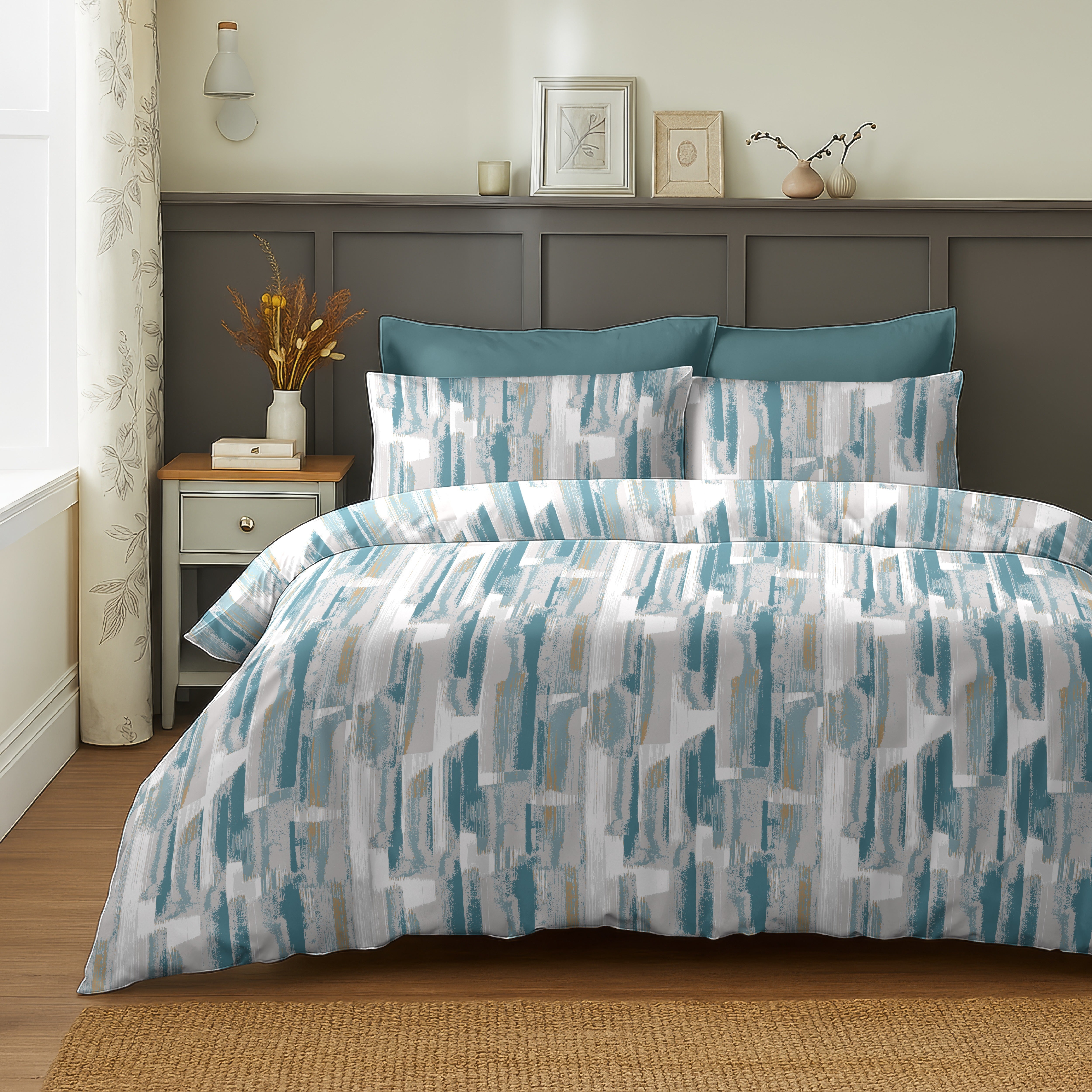 ROME BLUE HEART BEDSHEET WITH PILLOWCOVER