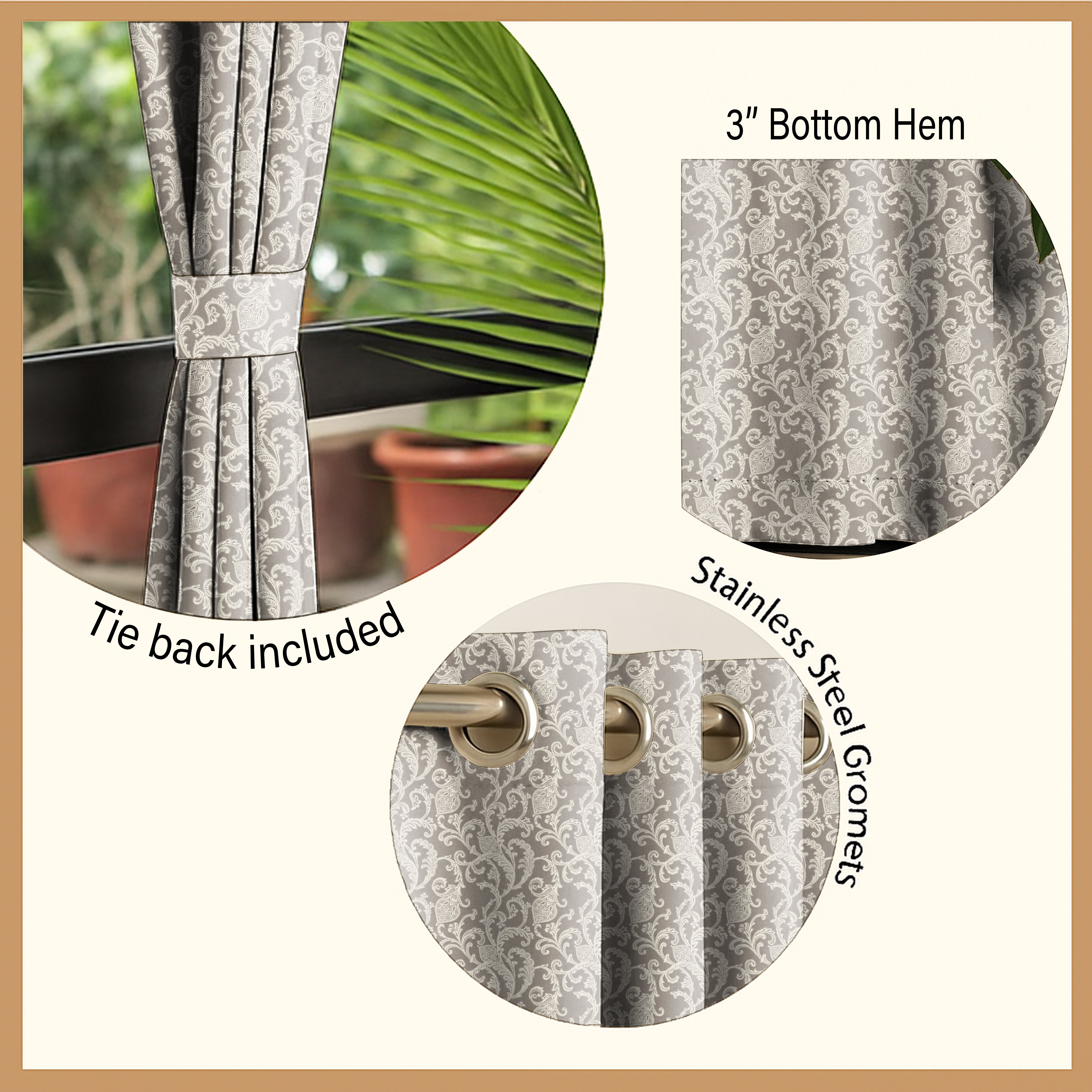 KOCHIN MATTY COFFEE PRINTED ROOM DARKENER/100% BLACKOUT CURTAIN