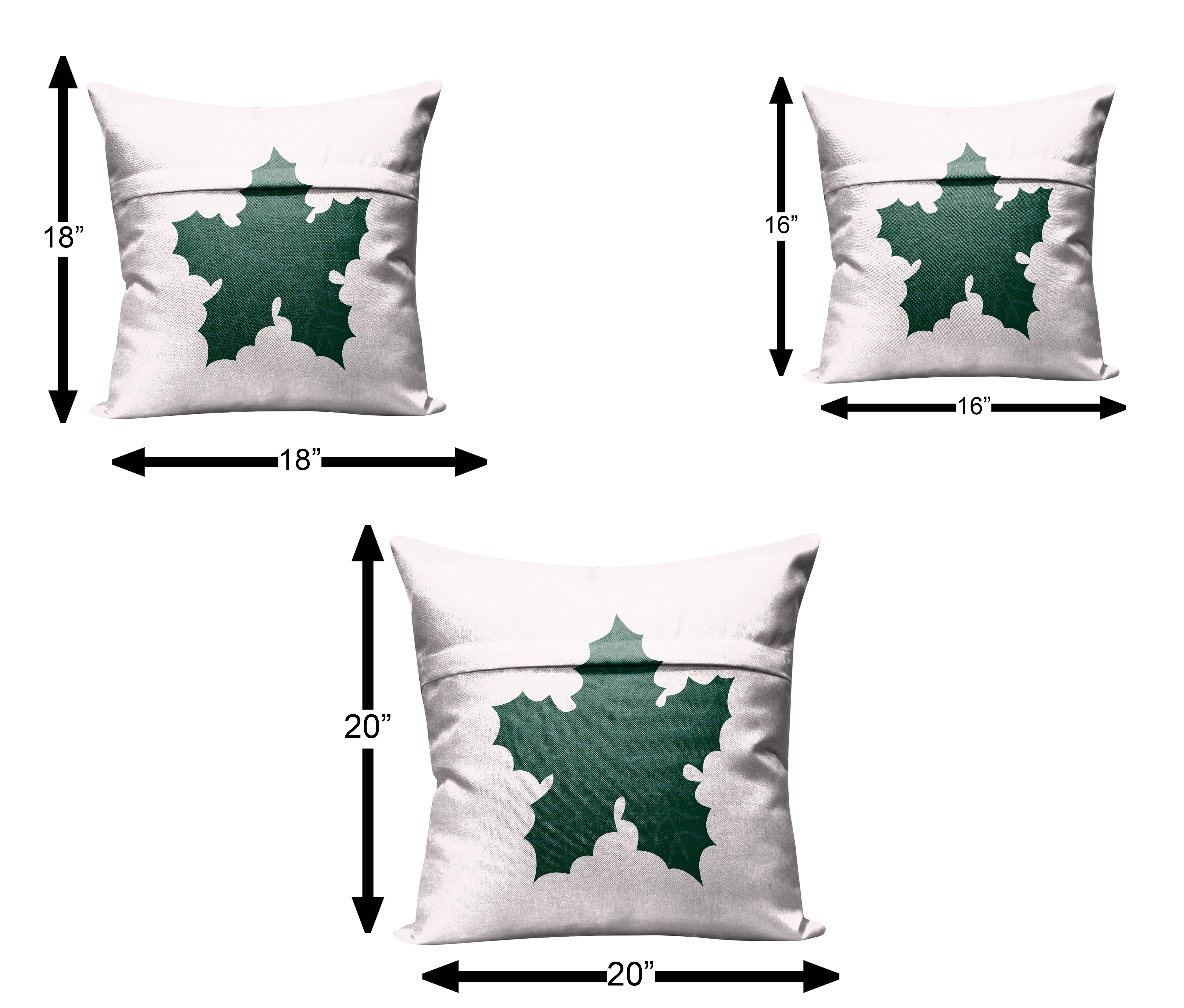 CHRISTMAS GREEN HOLLY LEAF MINIMAL CUSHION COVER (Pack of 2)