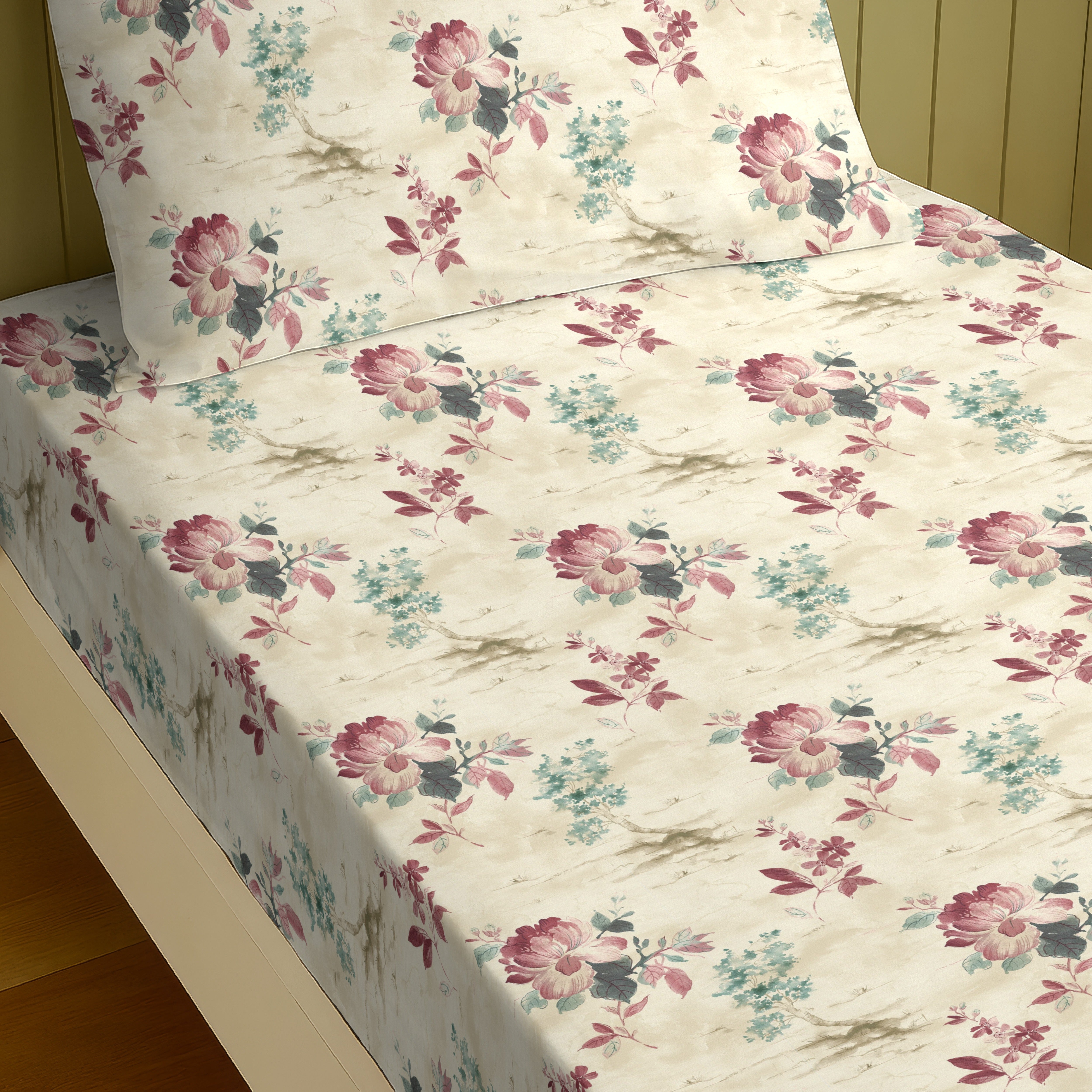 HAZEL PINK BEDSHEET WITH PILLOWCOVER