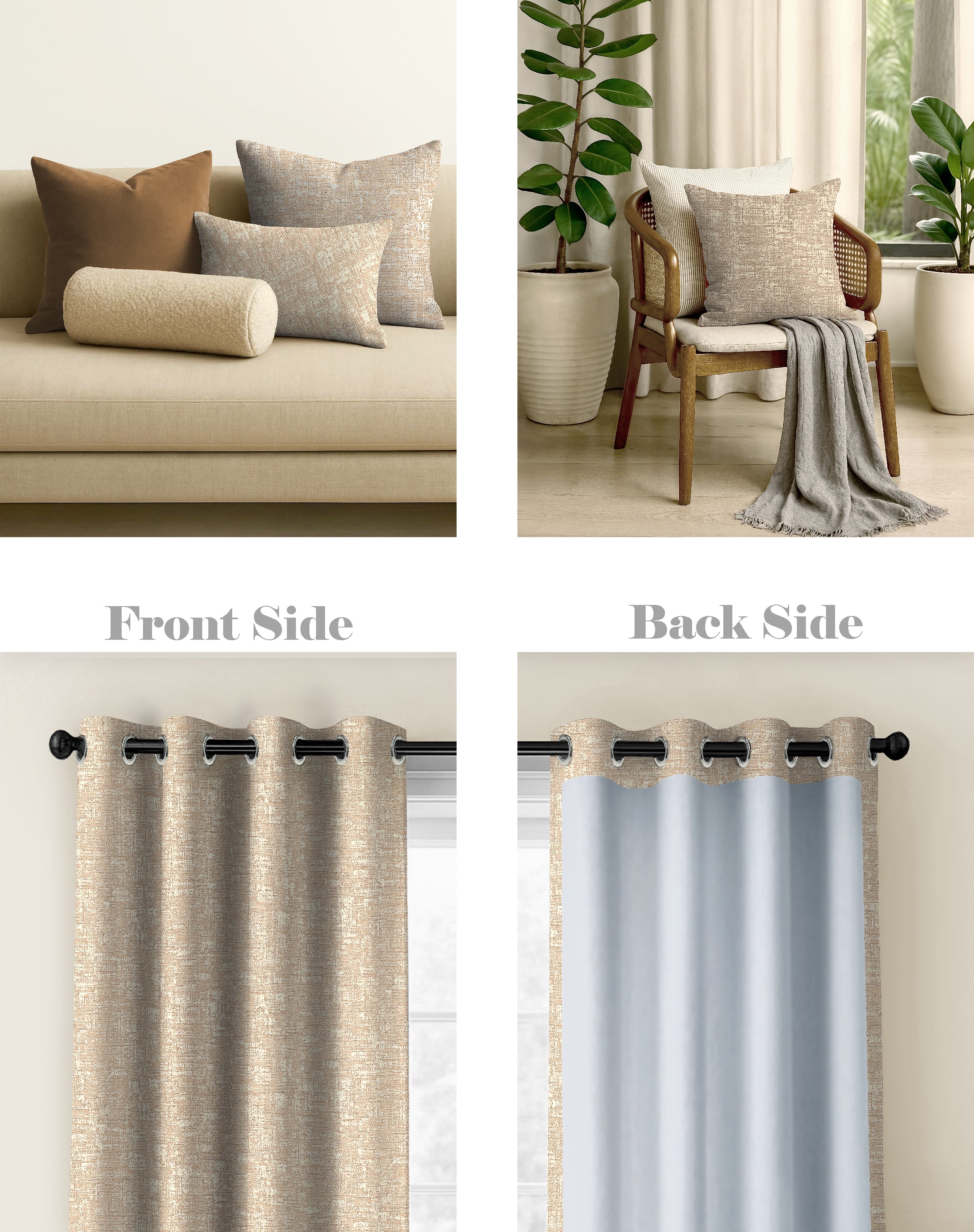 LIVA LIGHT BROWN DIGITAL PRINTED BLACKOUT CURTAINS
