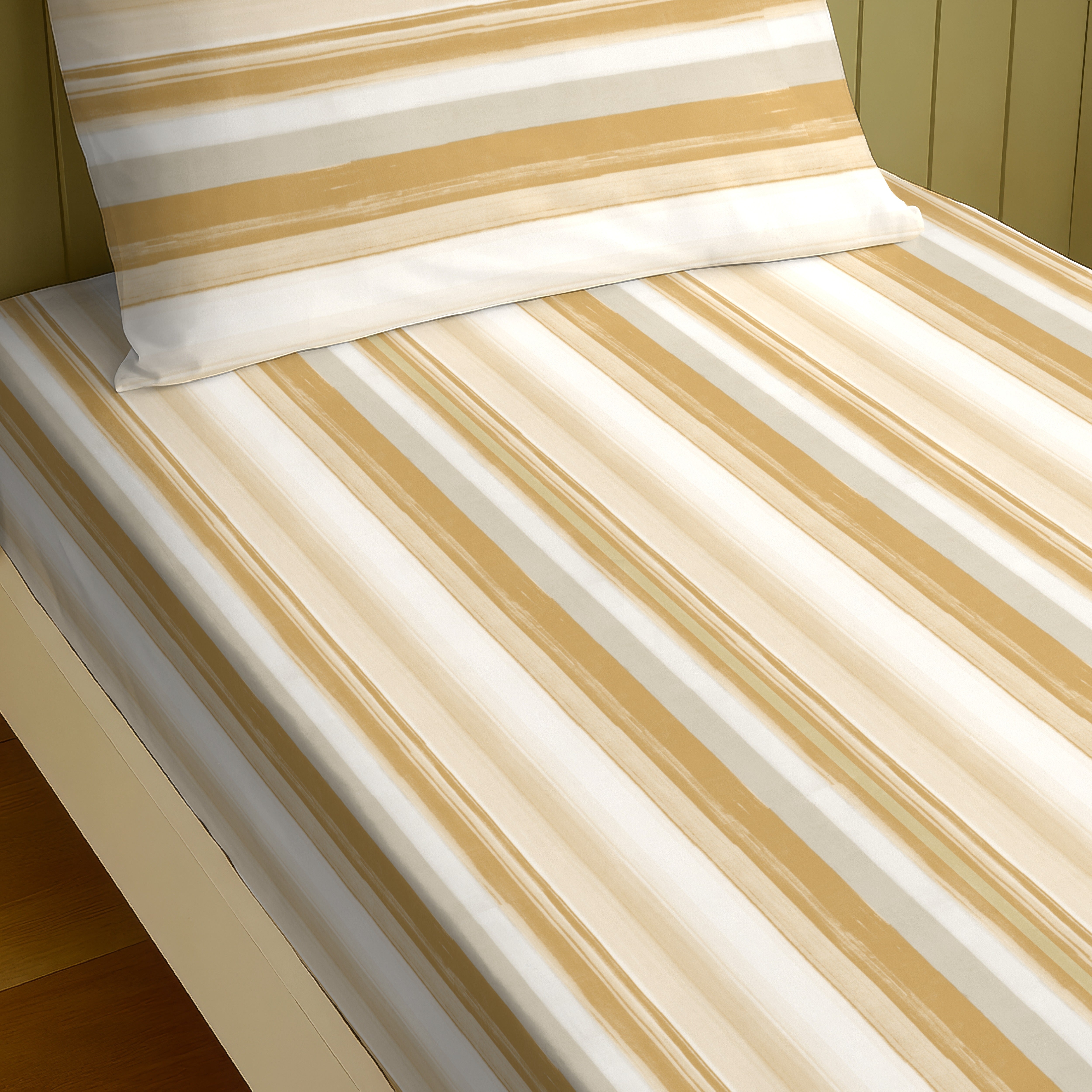 ALVIN STRIPES ORANGE BEDSHEET WITH PILLOWCOVER
