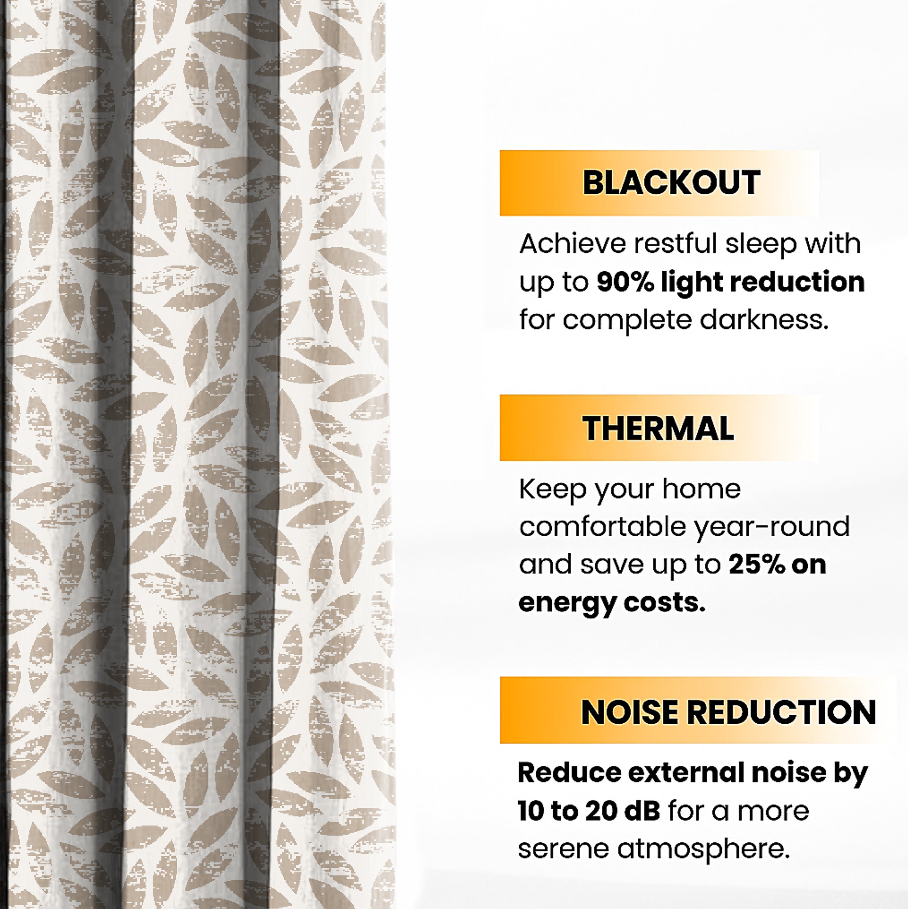 LAMPASSO BROWN PRINTED BLACKOUT CURTAIN