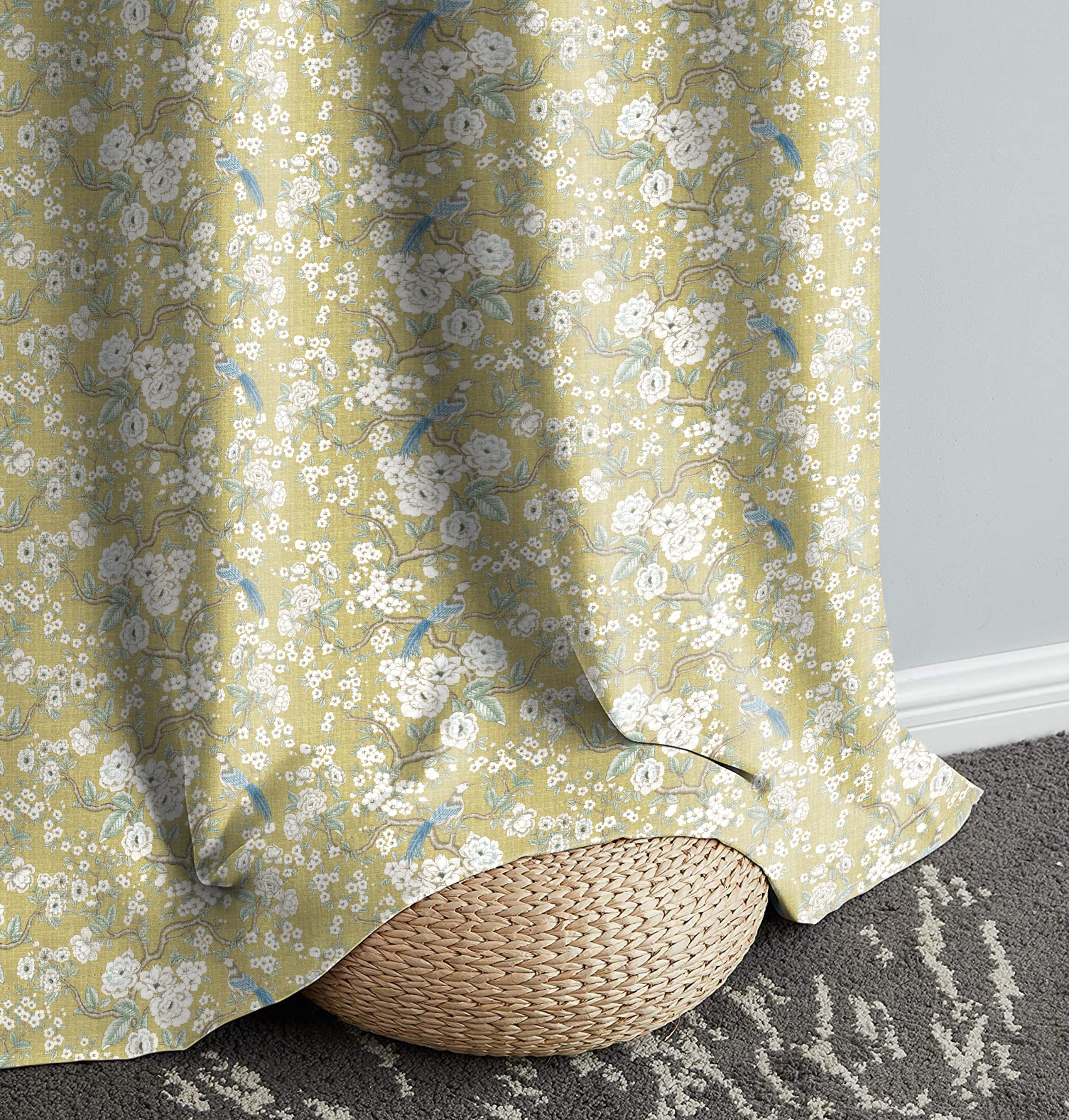 CAPRI MATTY LIGHT GREEN PRINTED ROOM DARKENER CURTAIN