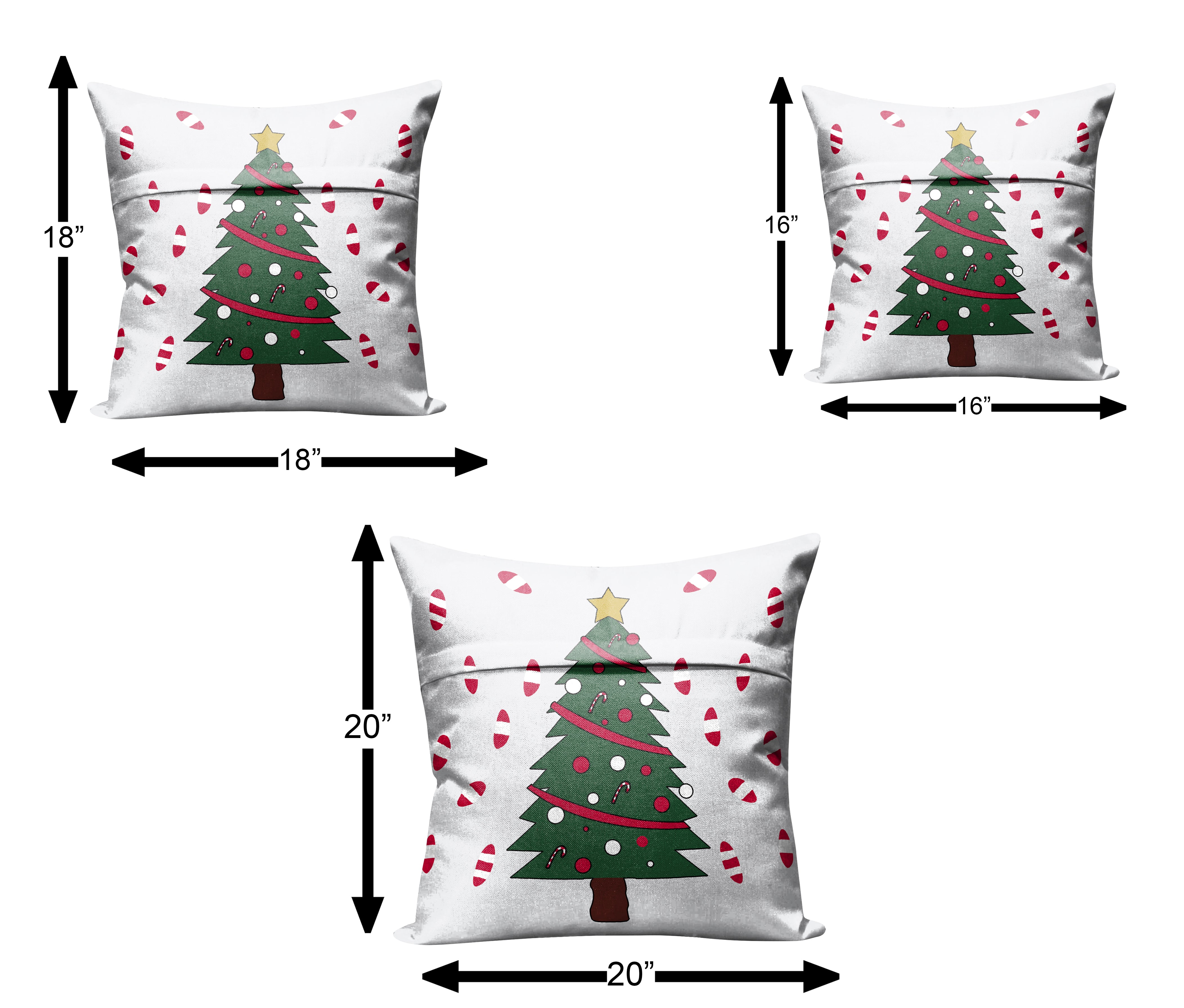 CHRISTMAS TREE & CANDY CANE CUSHION COVER (Pack of 2)