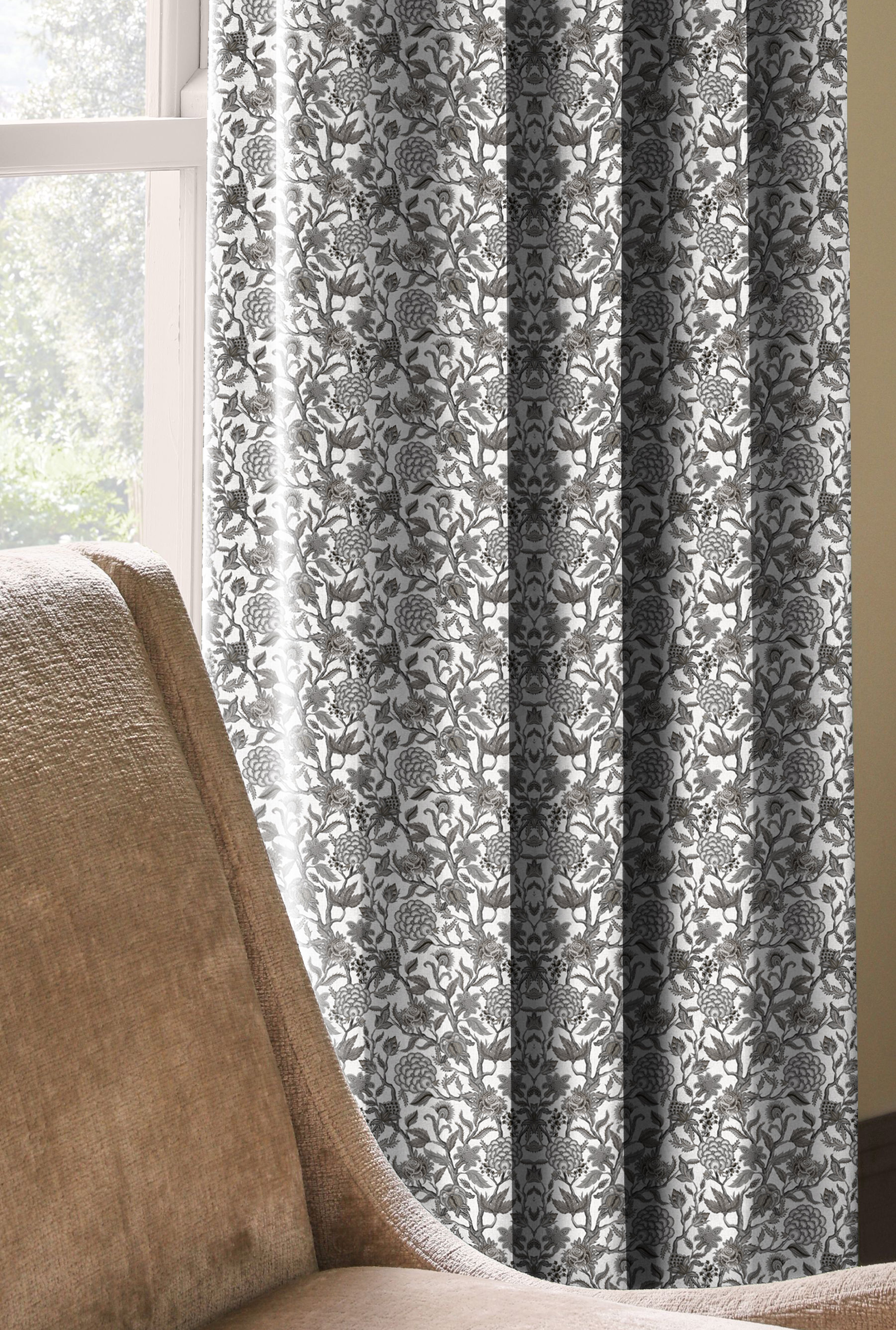 WHYTER PEWTER ROOM DARKENING PRINTED CURTAIN