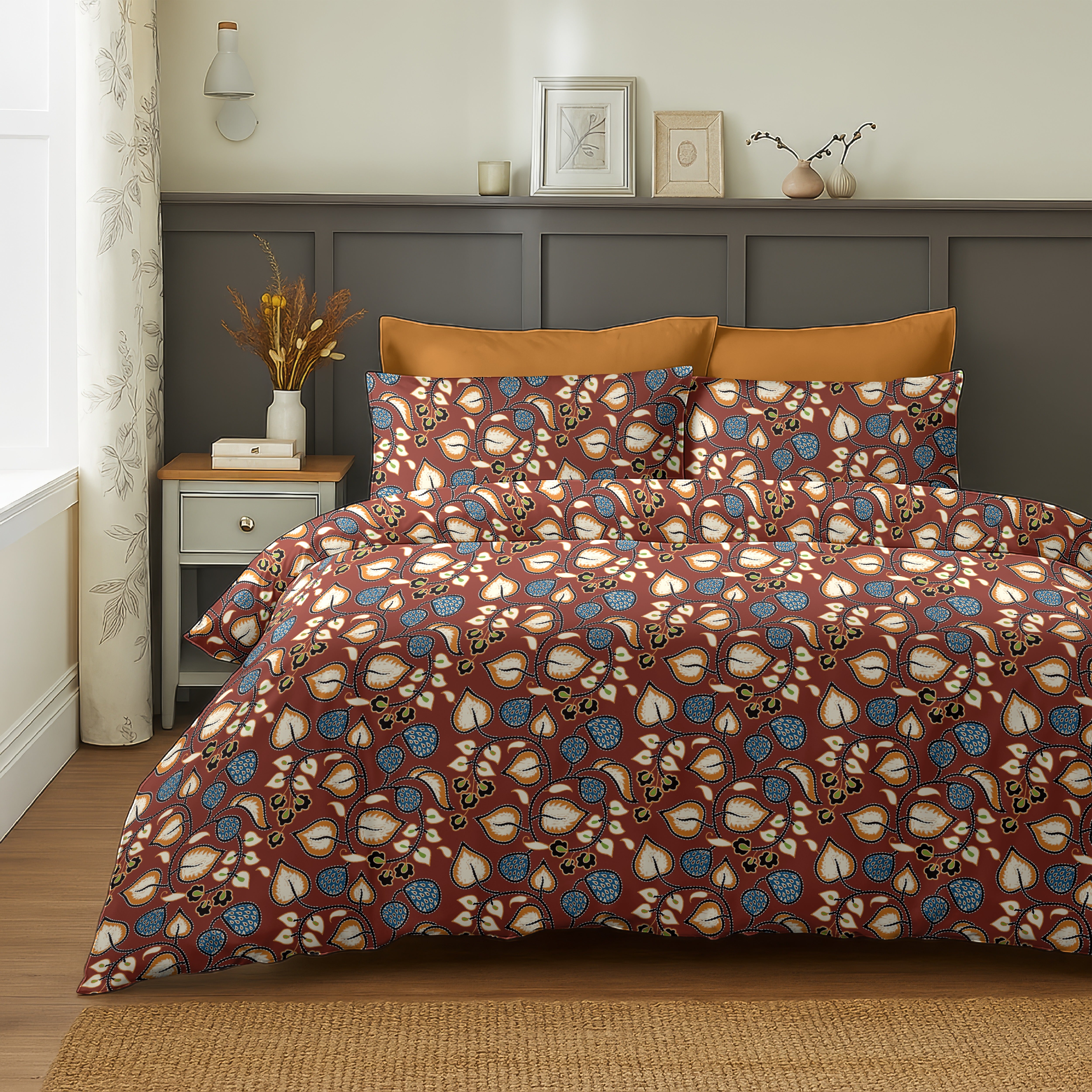 LIJIANG MAROON BEDSHEET WITH PILLOWCOVER