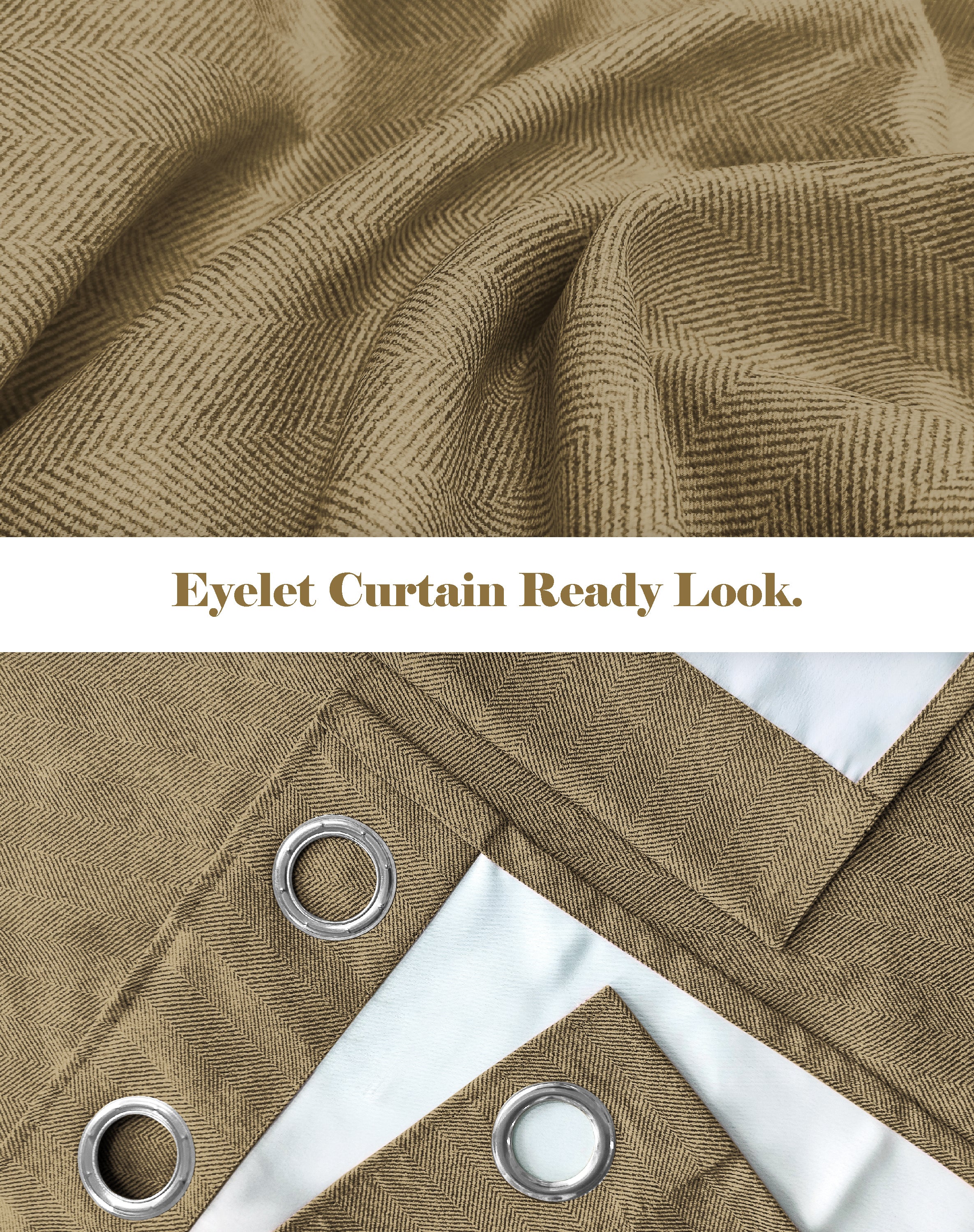 TWILLBONE DARK BROWN PRINTED BLACKOUT CURTAINS