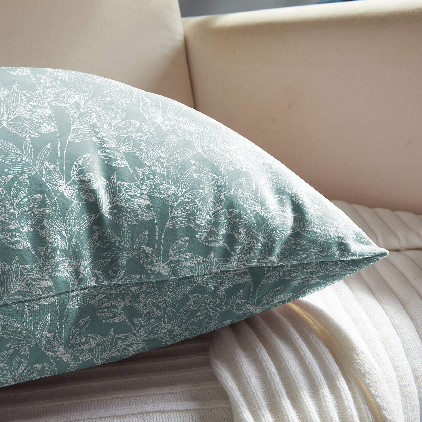 MEADOW DARK SEA GREEN DIGITAL PRINTED CUSHION COVER (Pack of 2)