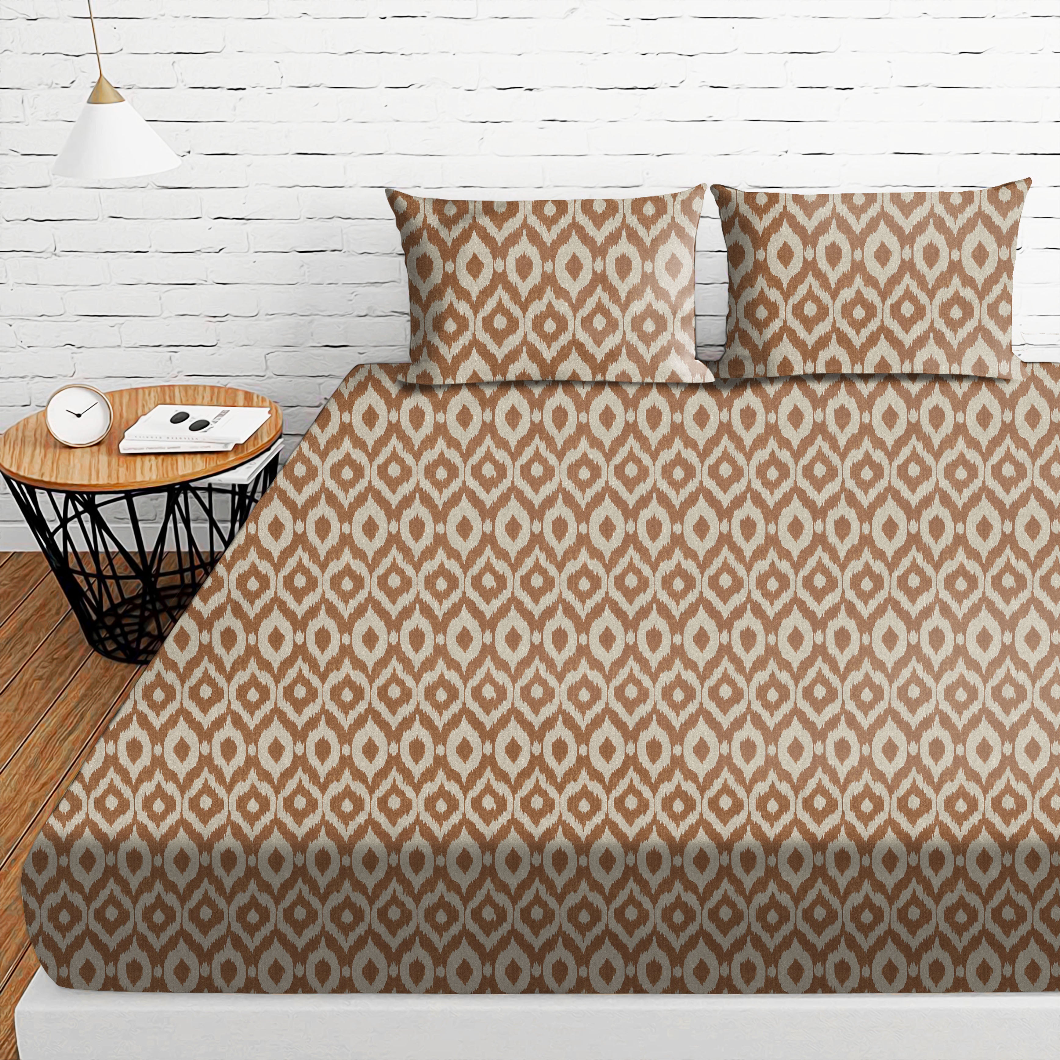 Bedcover Bistre Dark Beige for Double Bed with 2 Pillow Covers King Size (104" X 90")