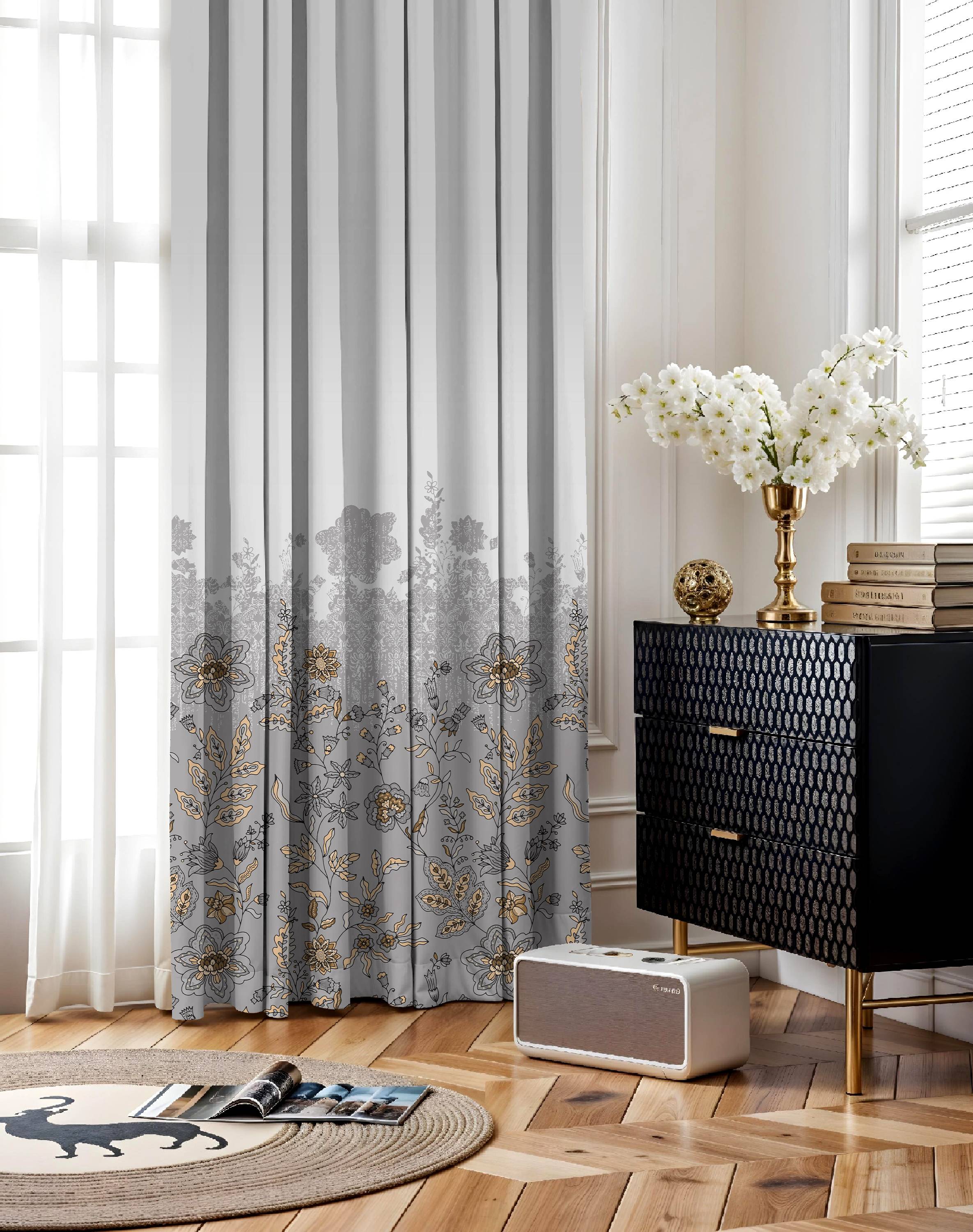 ELARA DUSTY ROSE PRINTED ROOM DARKENING CURTAIN