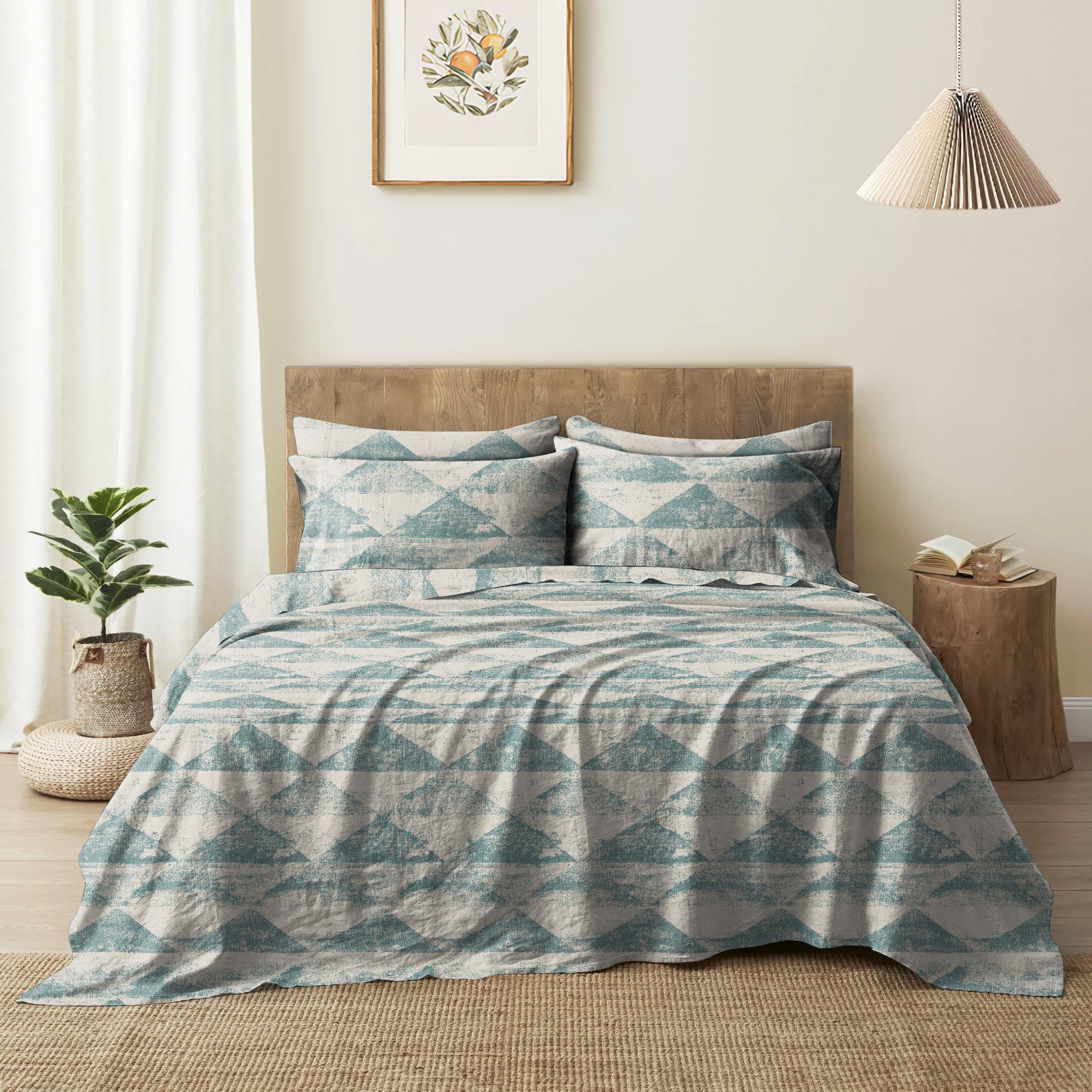 Mystique Duck-Egg Bedsheet for Double Bed with 2 PillowCovers King Size (104" X 90")