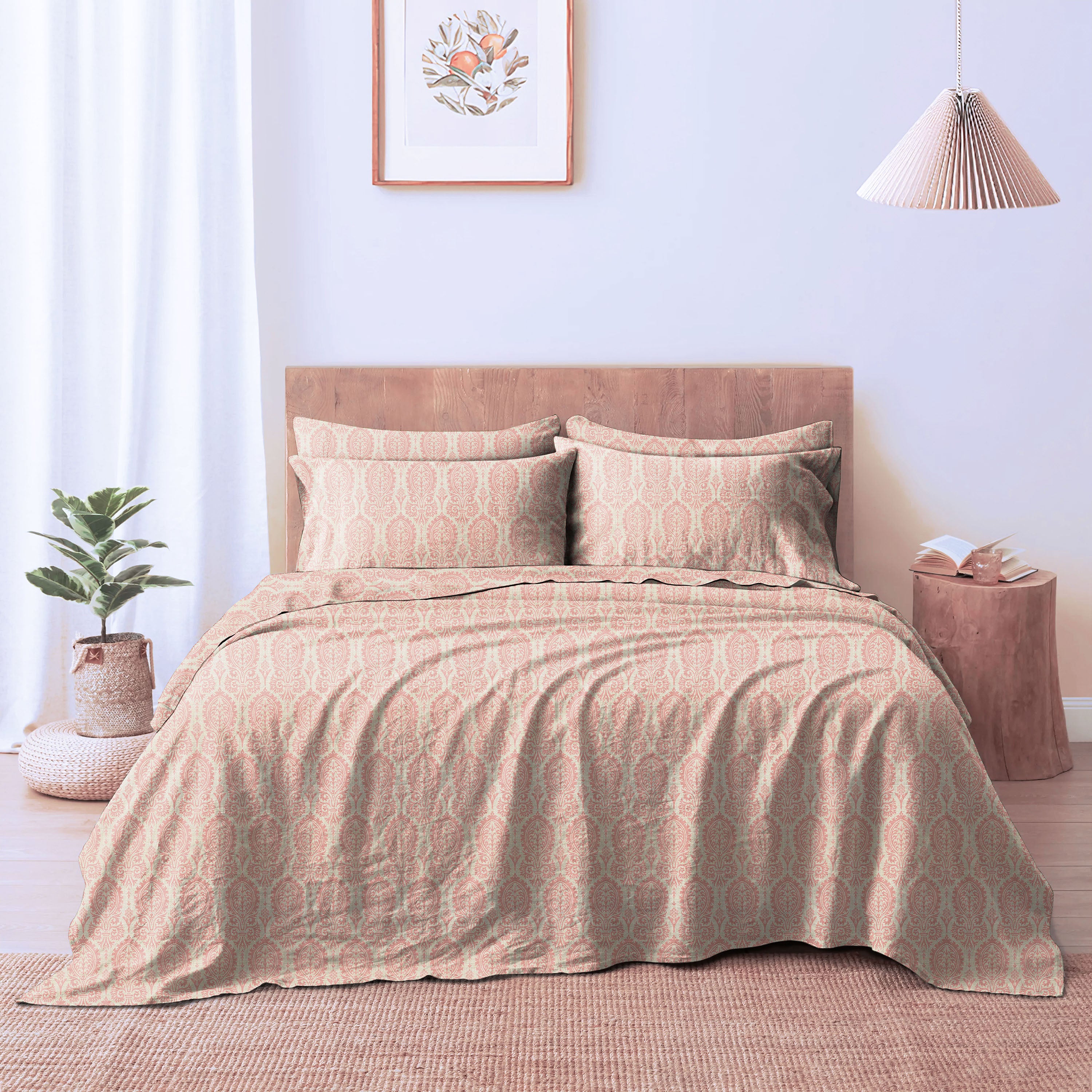 Manchester Dusty Pink Bedcover for Double Bed with 2 Pillow Covers King Size (104" X 90")