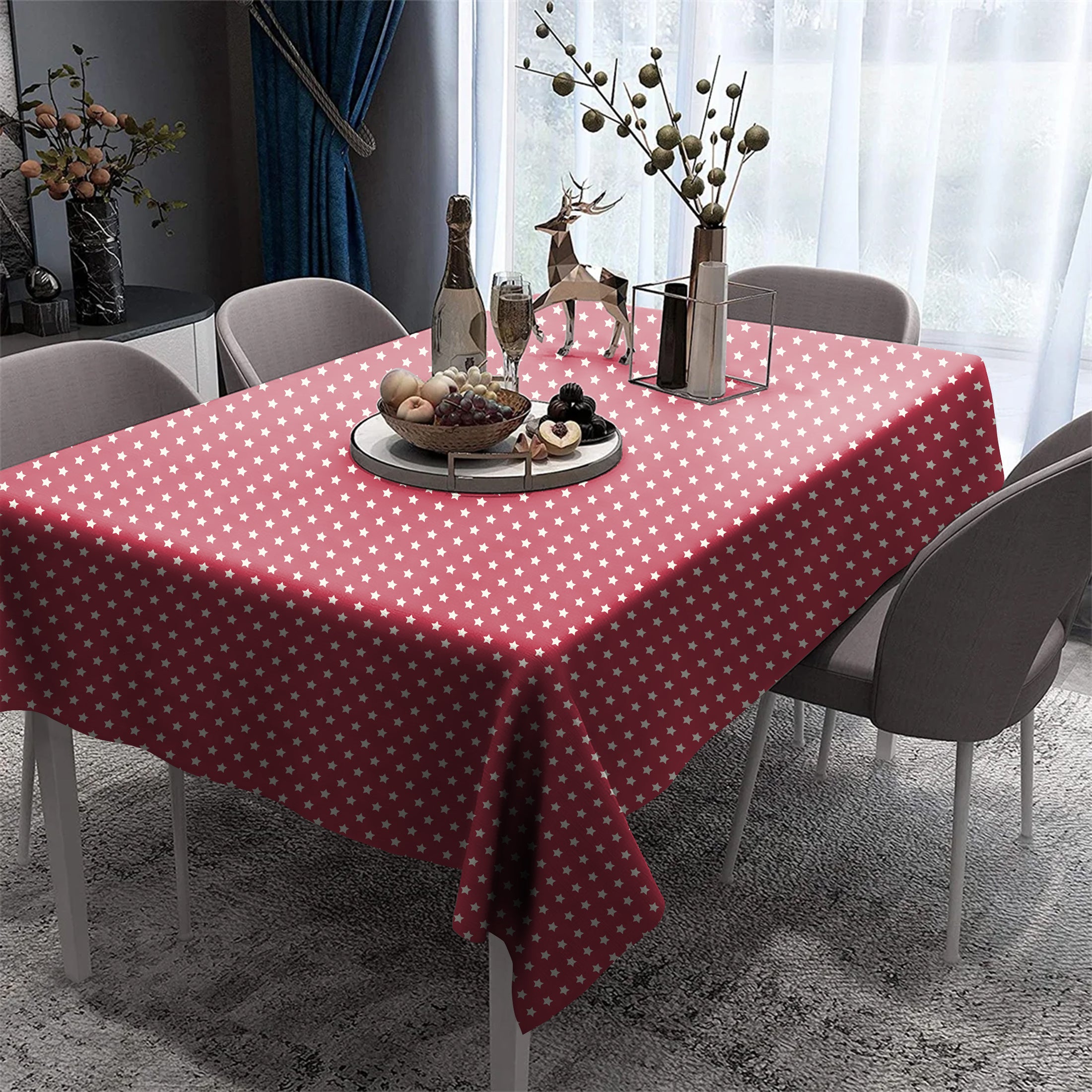 SPRING GALLERY STAR Dusty Red 6 Seater Table Cloth
