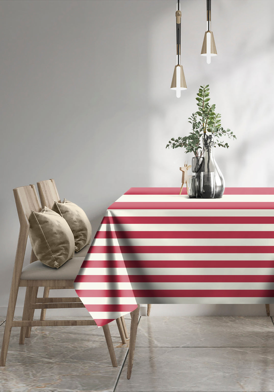 SPRING GALLERY BIG STRIPE Dusty Red 6 Seater Table Cloth