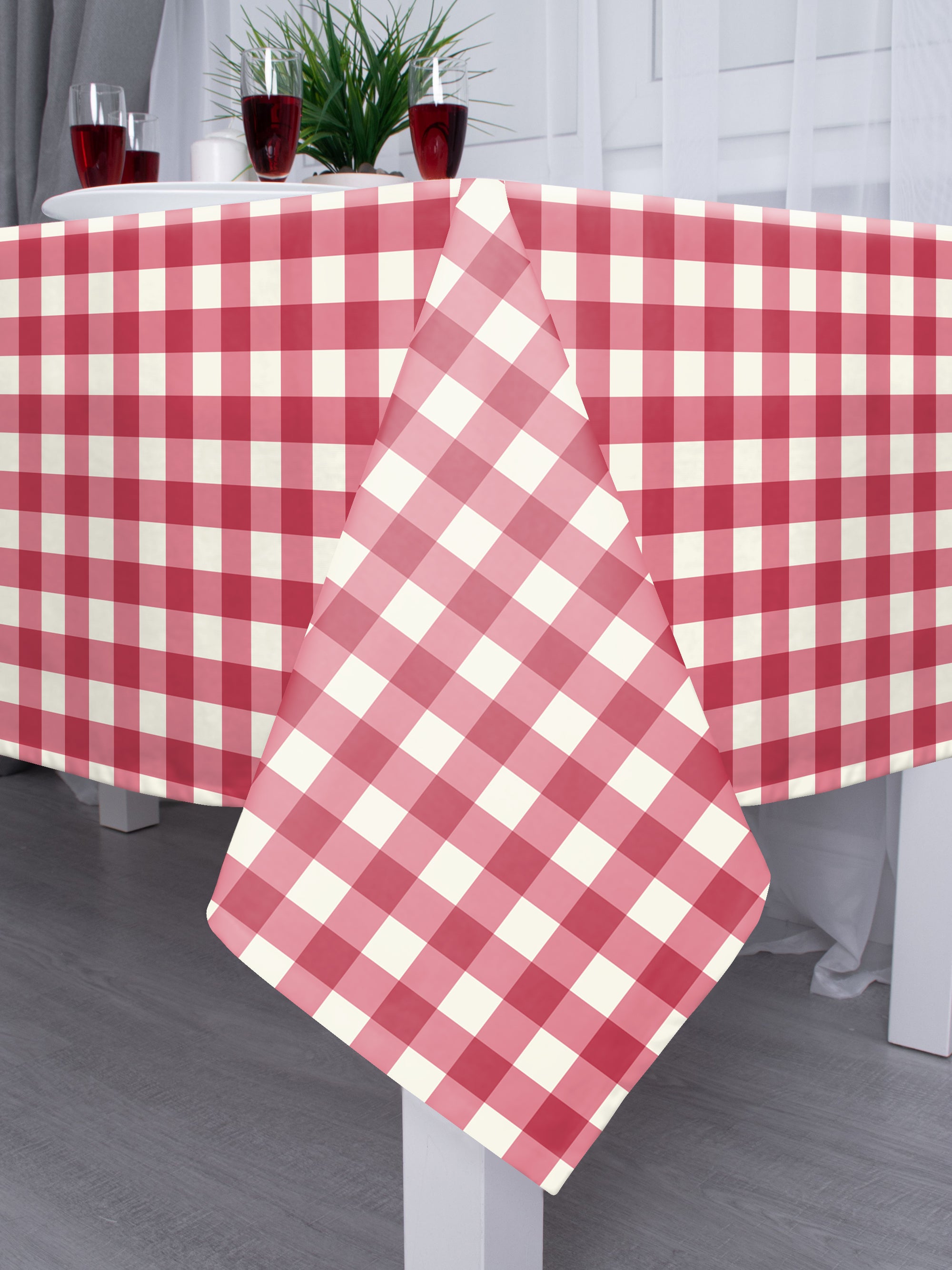 SPRING GALLERY BIG CHECK Dusty Red Table Cloth