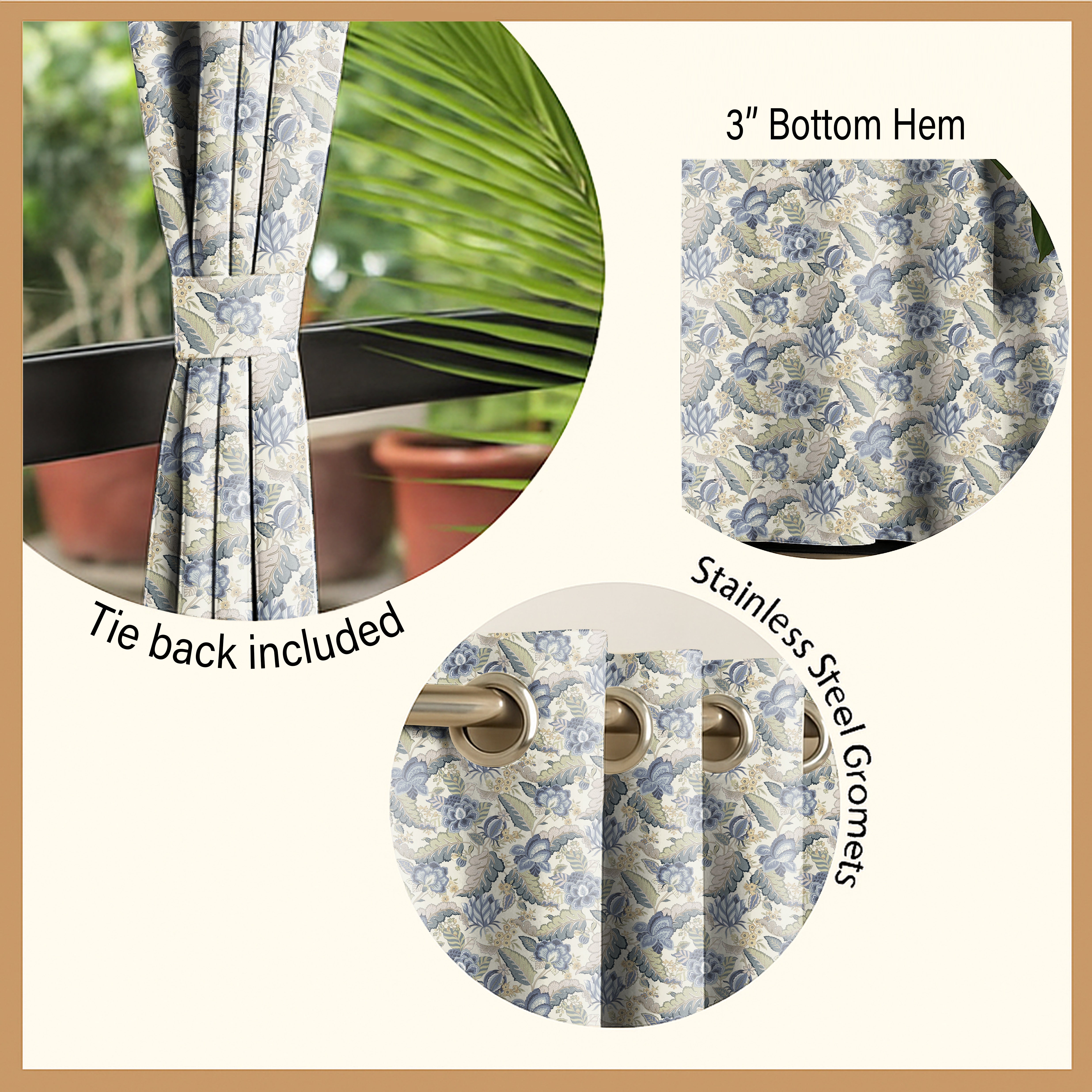 LUCETTA  ANTHEM BLUE ROOM DARKENING PRINTED CURTAIN