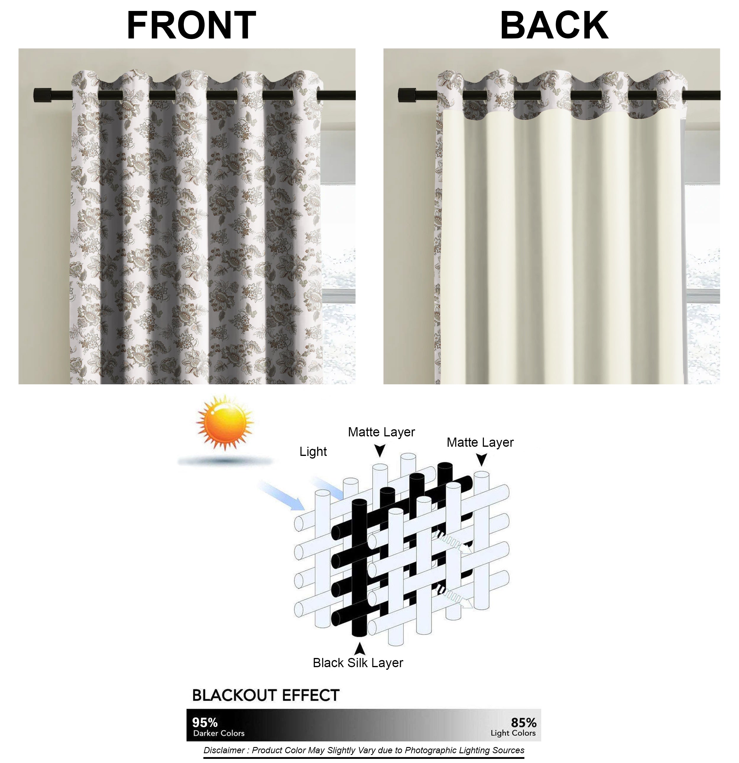 ANZIO GREY PRINTED BLACKOUT CURTAIN