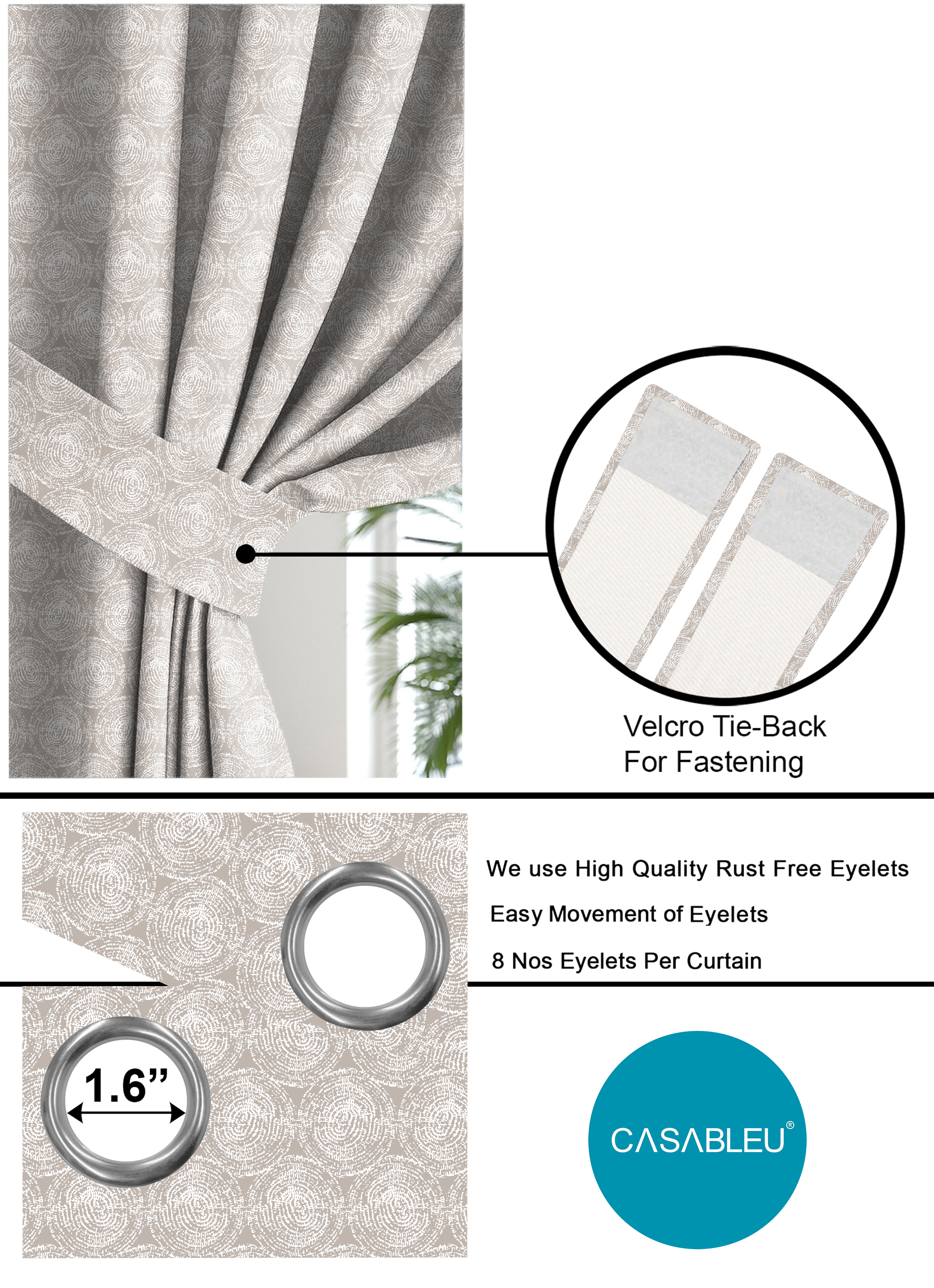 FUSION MOCHA CURTAIN PRINTED FOR LIVING & BEDROOMS
