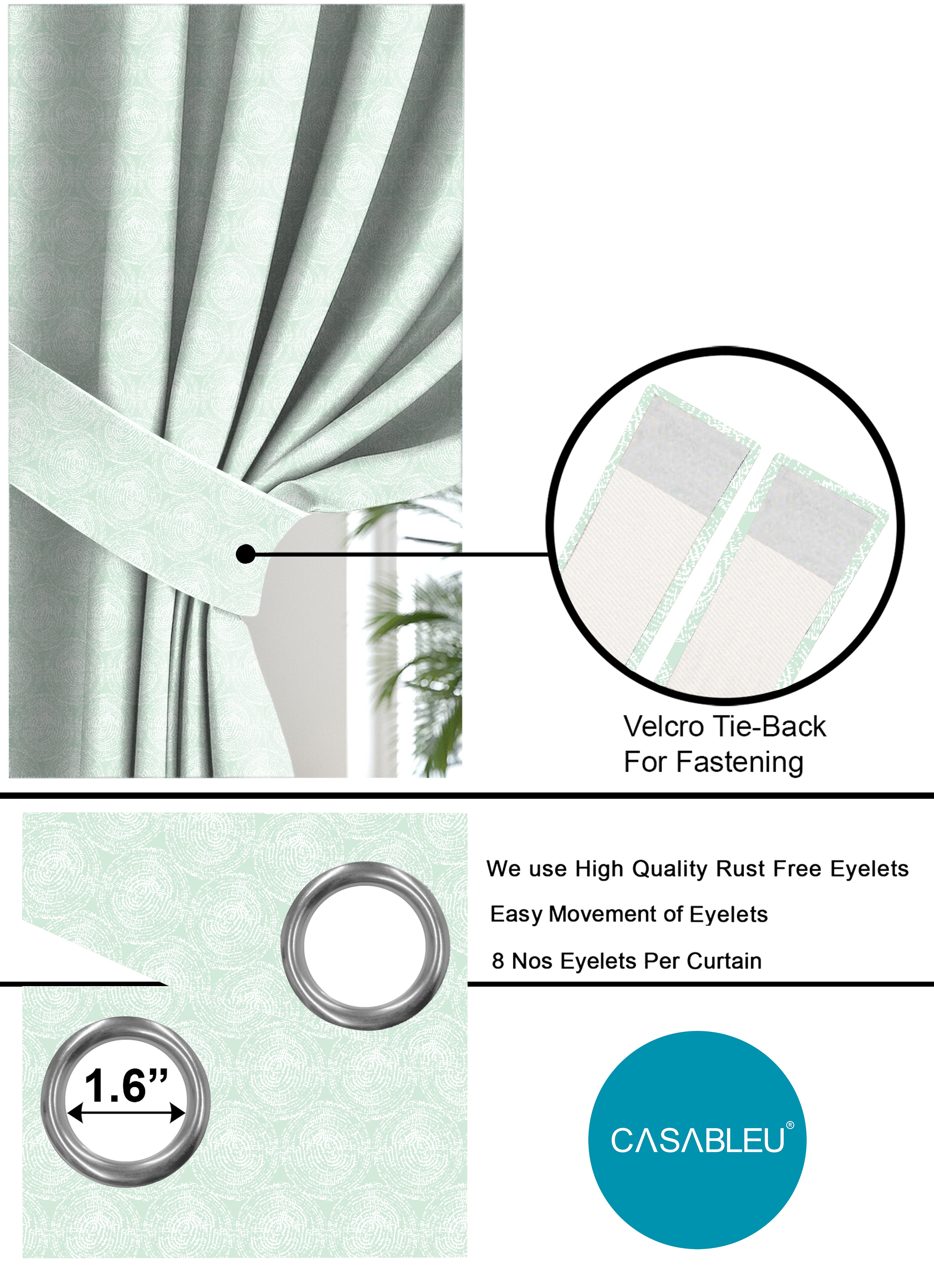 FUSION LIGHT MINT CURTAIN PRINTED FOR LIVING & BEDROOMS