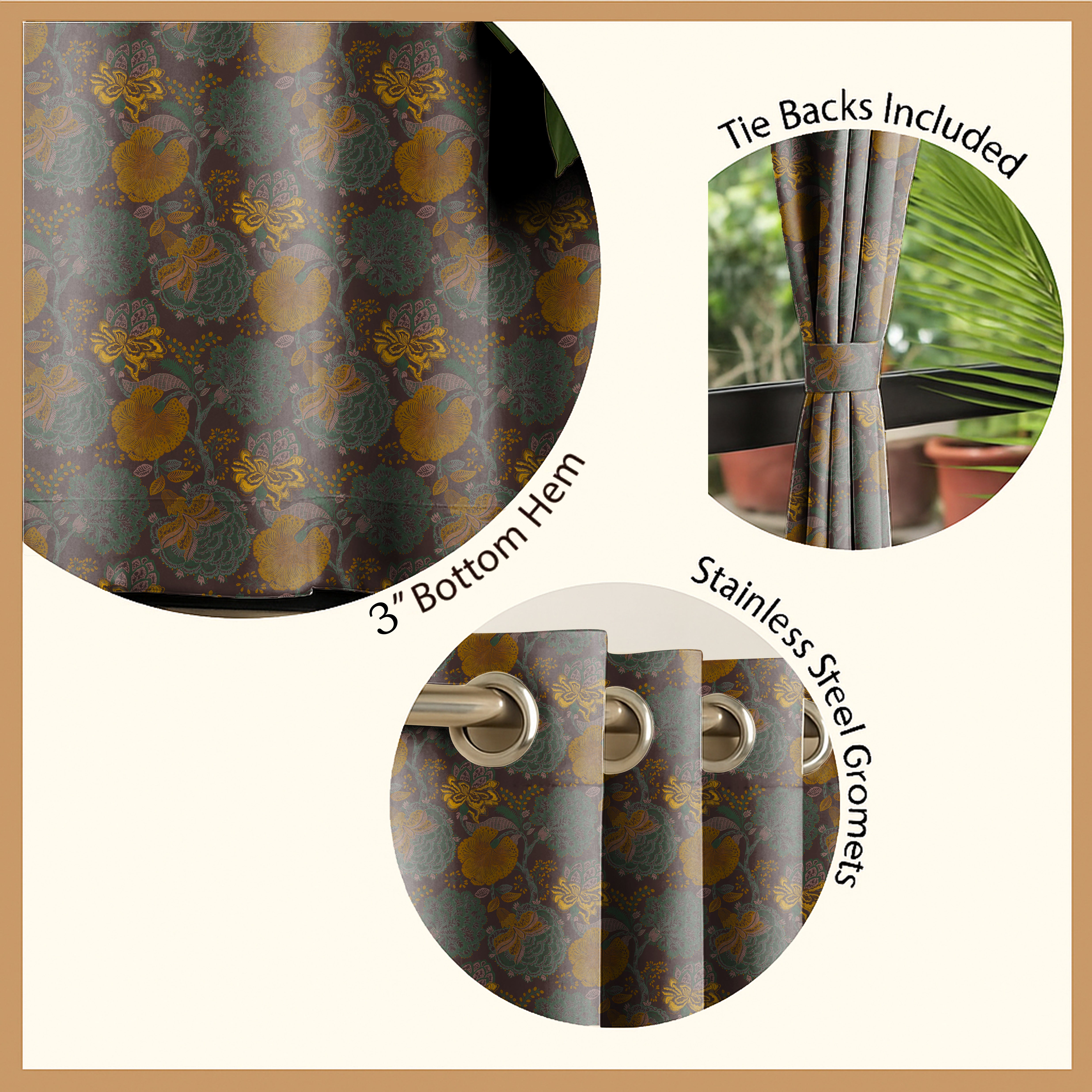 HELMSHORE MATTY YELLOW PRINTED ROOM DARKENER CURTAIN