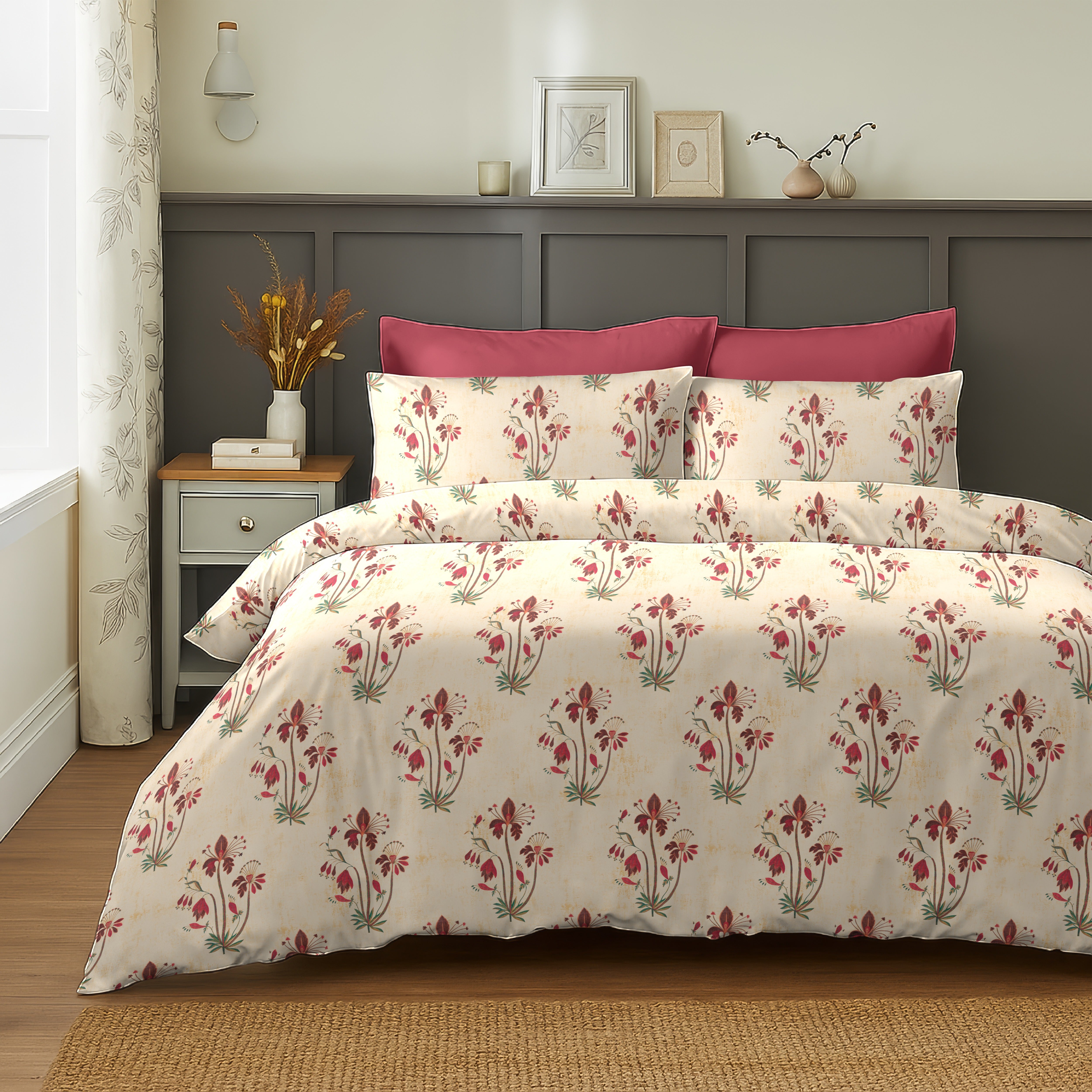 VERONA PEACH BEDSHEET WITH PILLOWCOVER