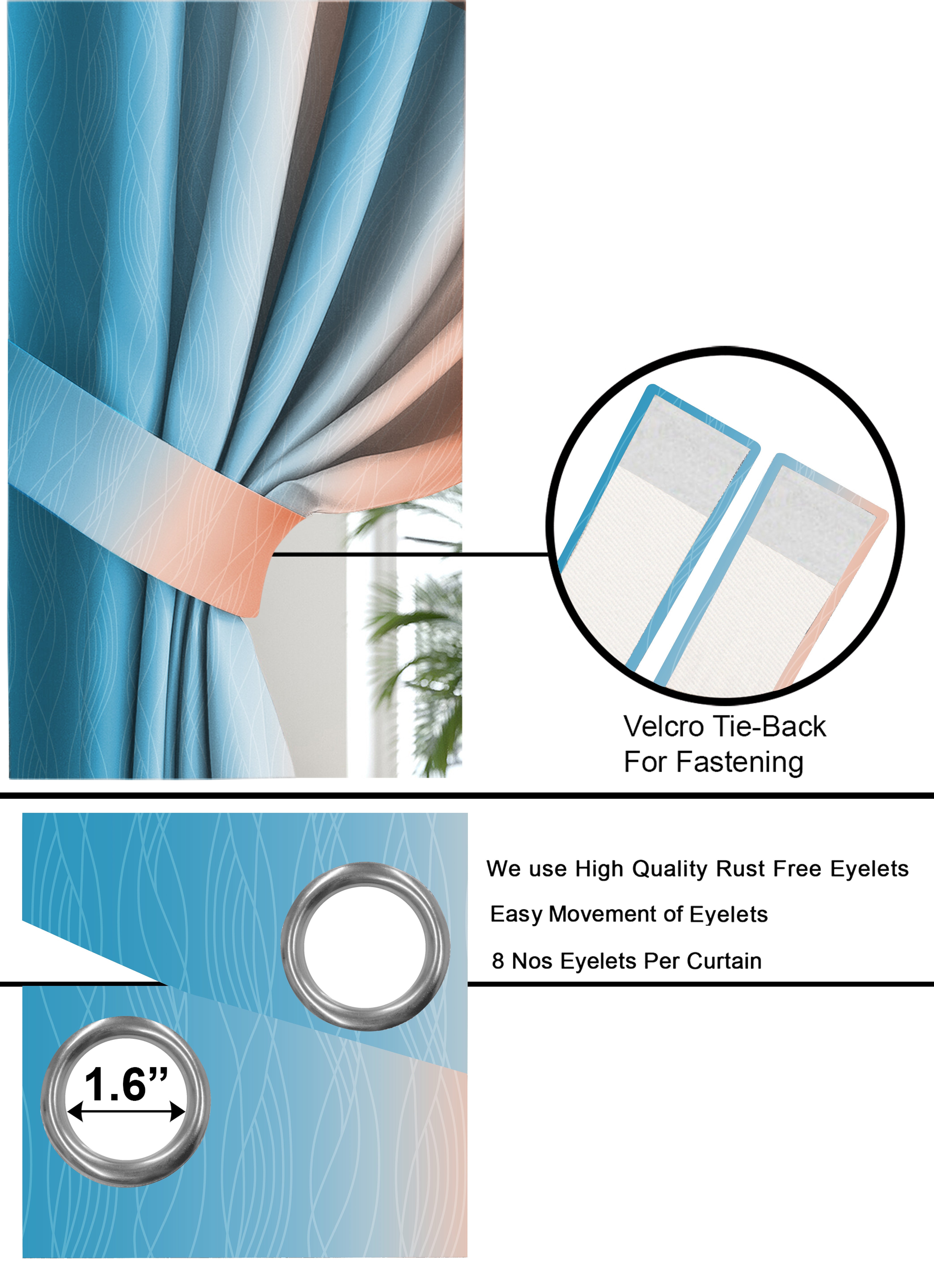 BEVERLEY SKYBLUE  PRINTED BLACKOUT CURTAIN