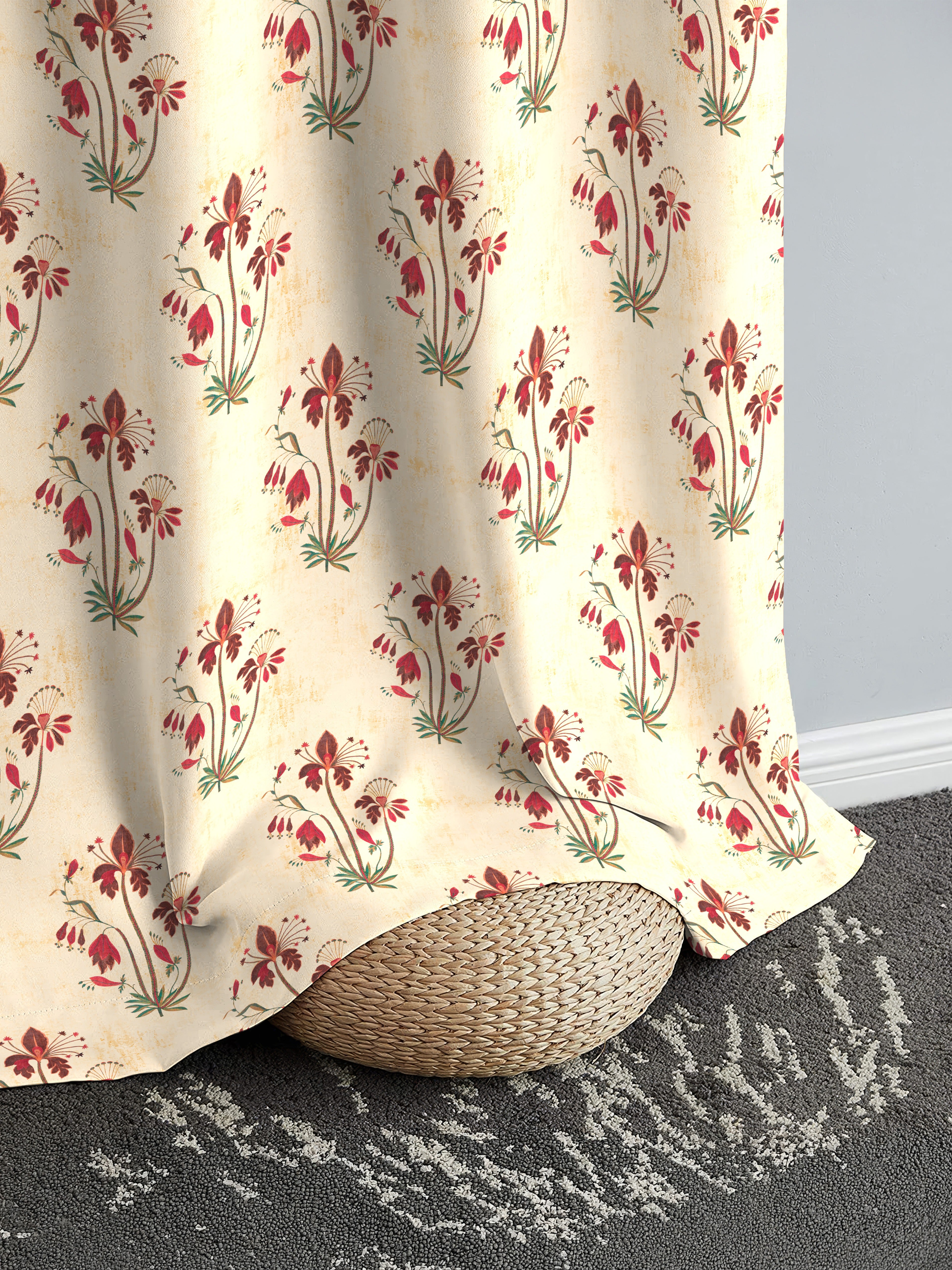 VERONA MATTY PEACH PRINTED ROOM DARKENER CURTAIN