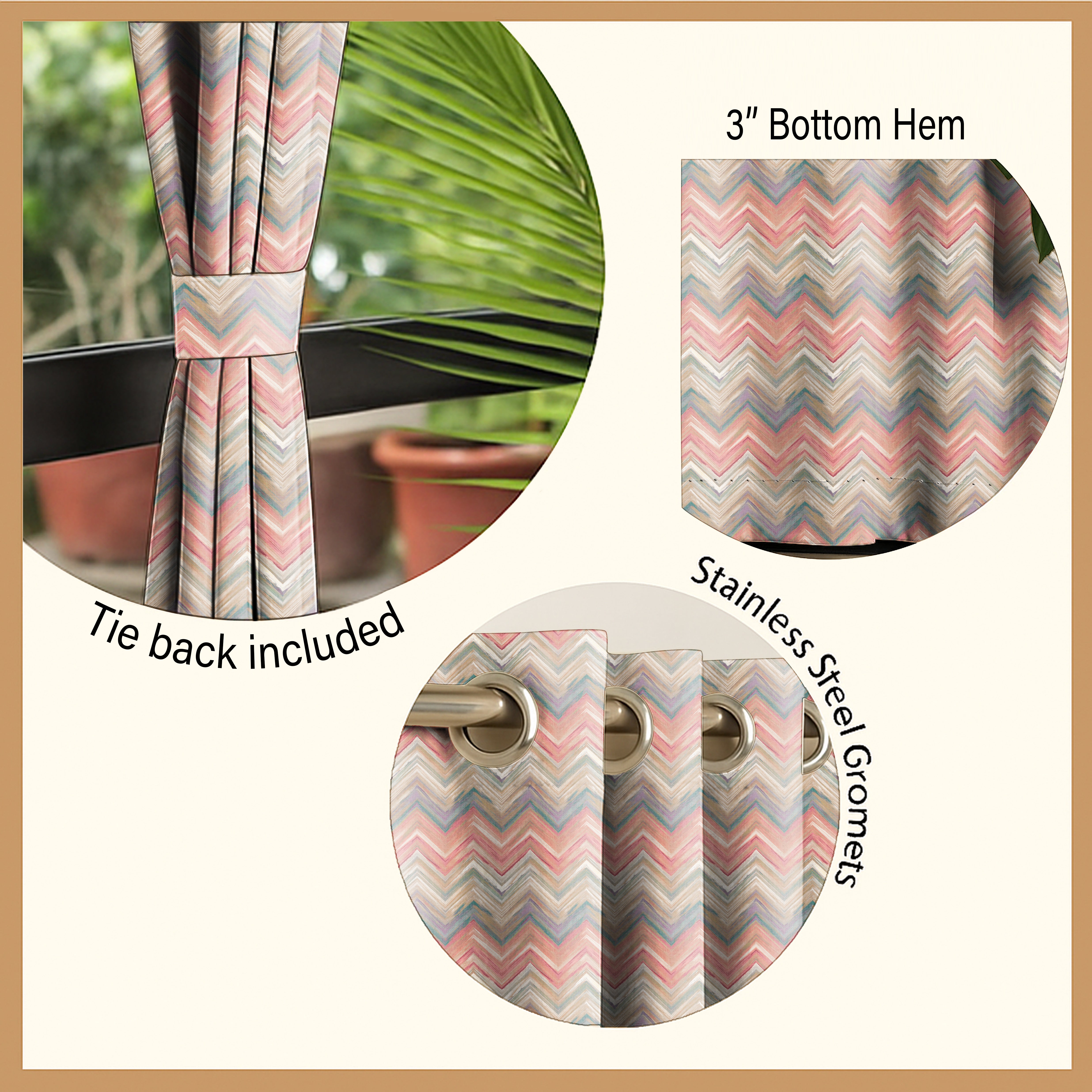 BRINN MATTY PINK PRINTED ROOM DARKENER CURTAIN