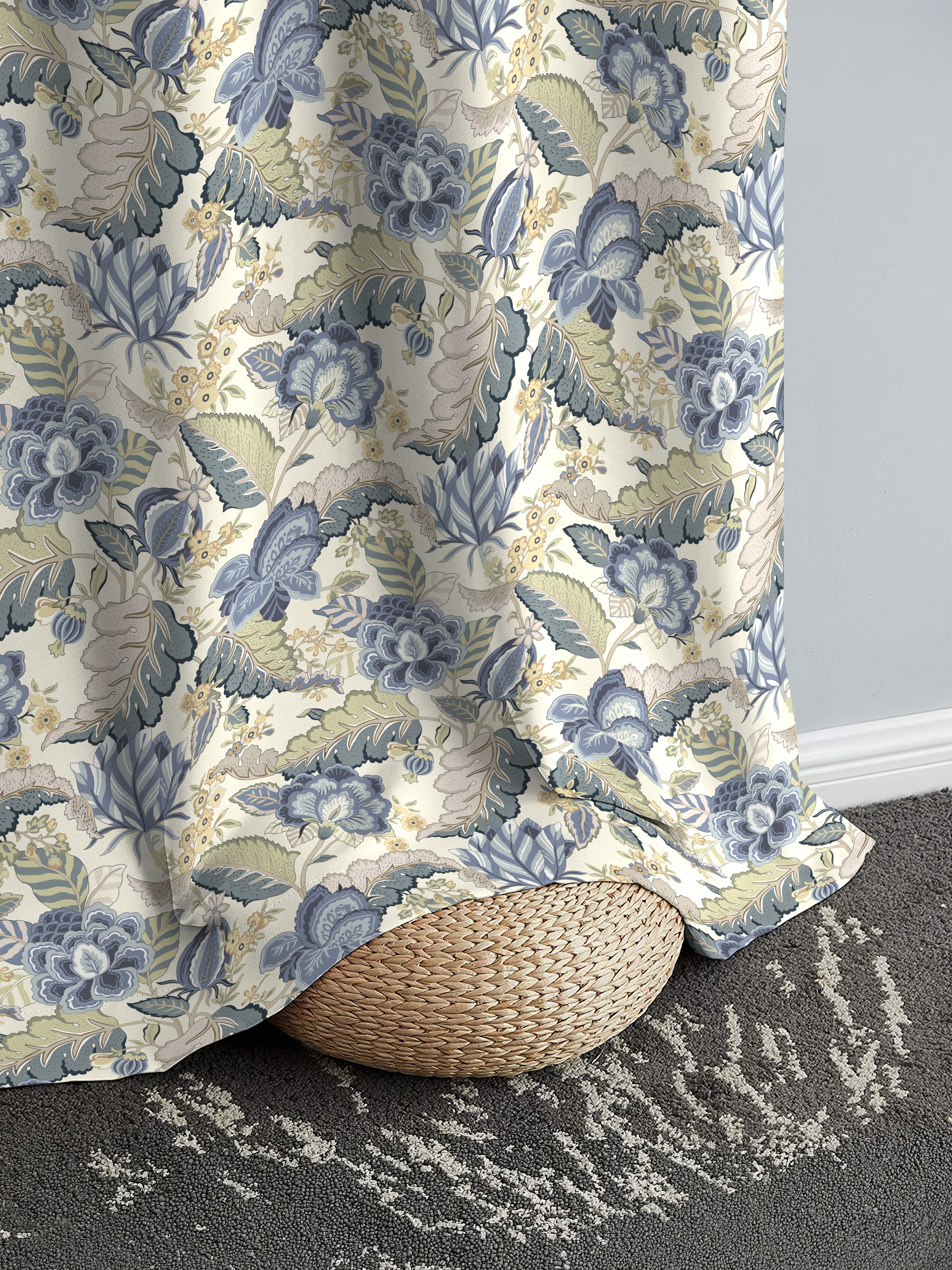 LUCETTA  ANTHEM BLUE ROOM DARKENING PRINTED CURTAIN