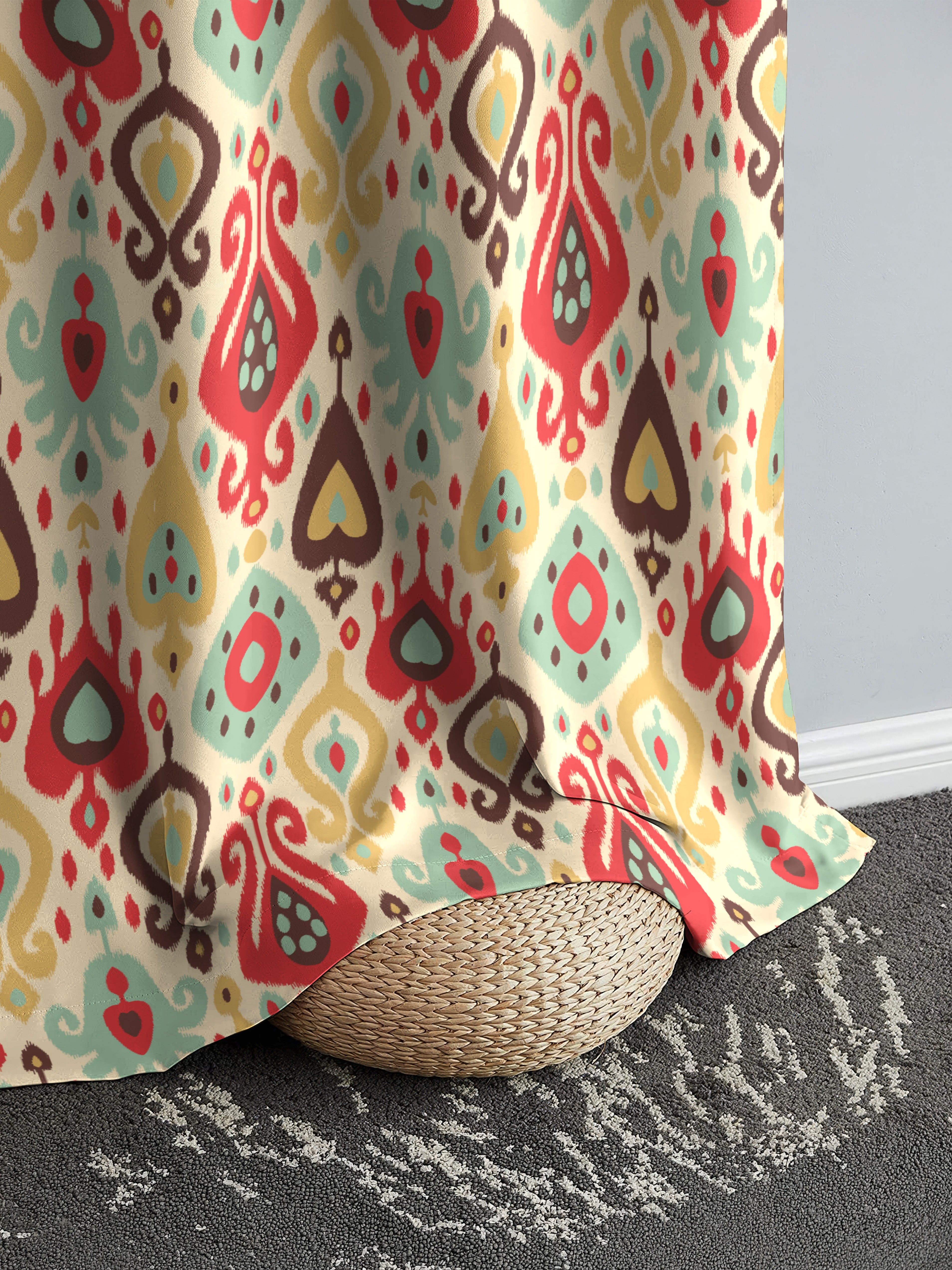 HAYDEN MATTY RED PRINTED ROOM DARKENER CURTAIN