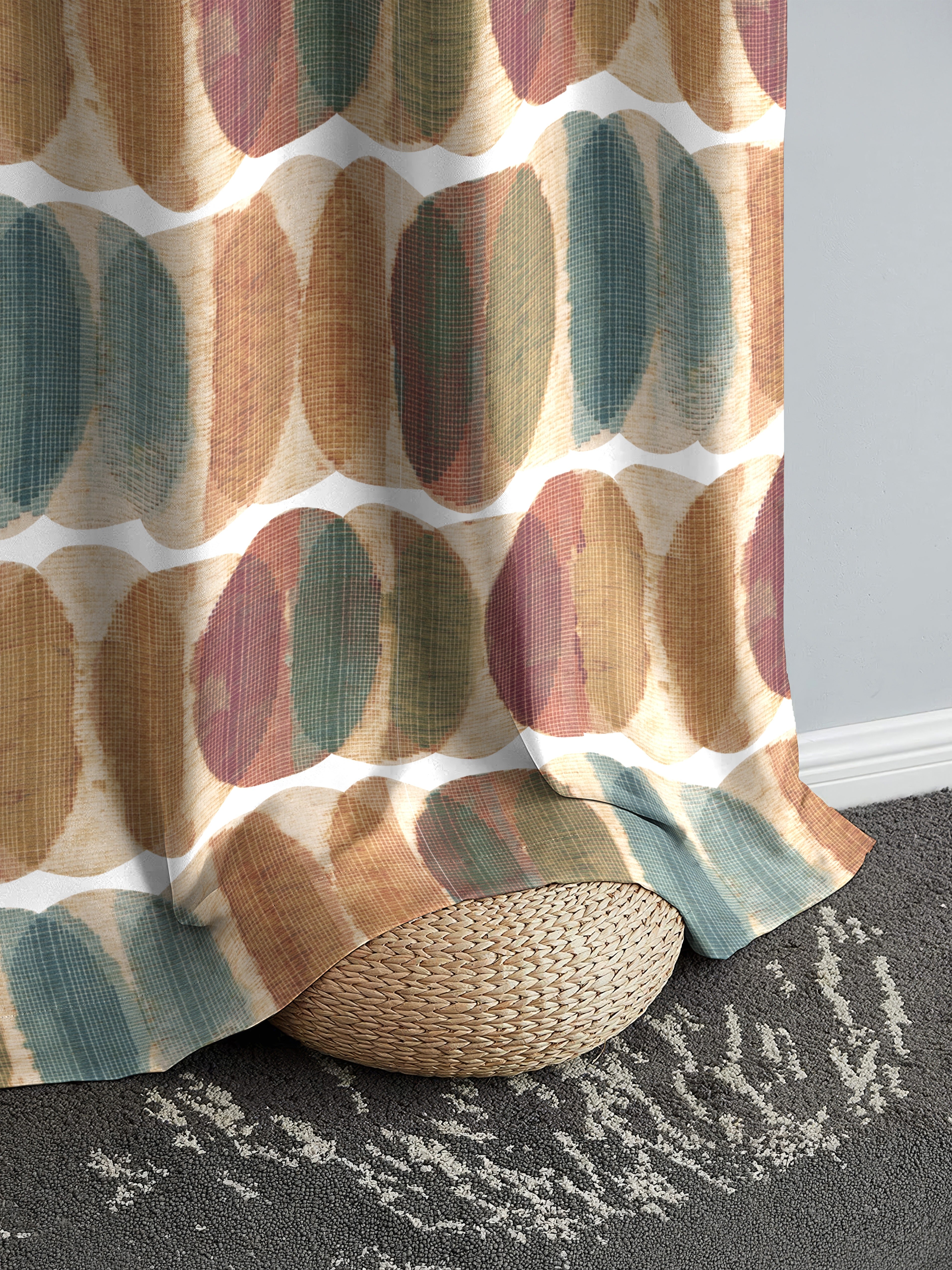 ELMORE MATTY ORANGE PRINTED ROOM DARKENER CURTAIN