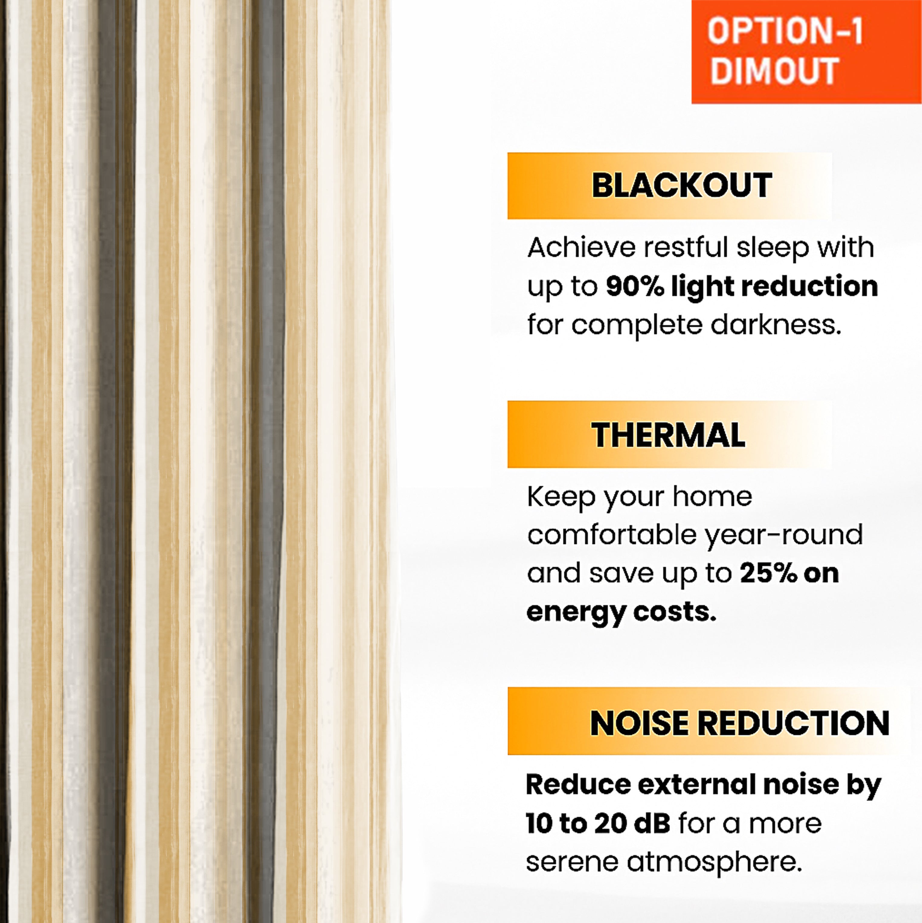 ALVIN ORANGE PRINTED BLACKOUT CURTAIN