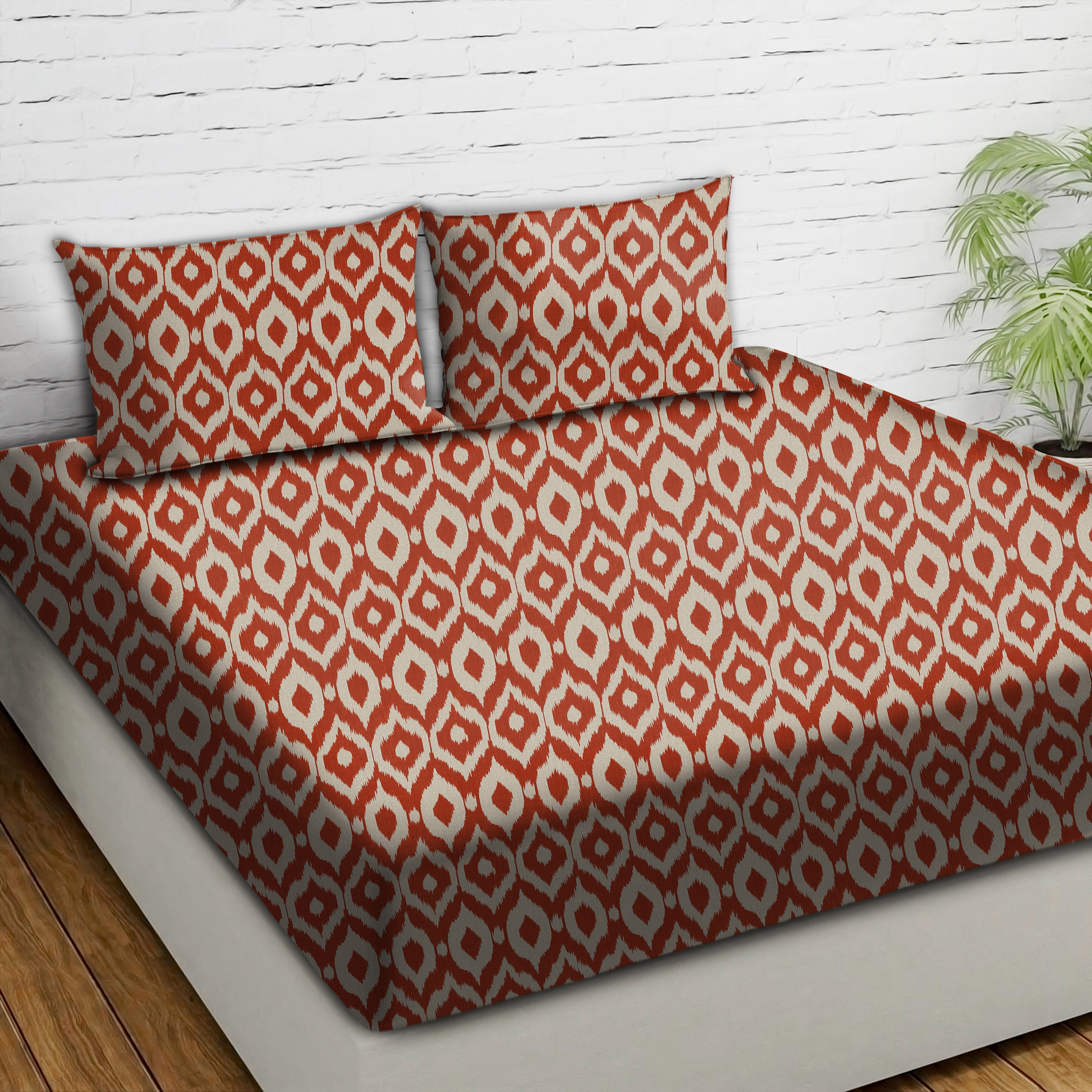 Bedcover Bistre Red for Double Bed with 2 Pillow Covers King Size (104" X 90")